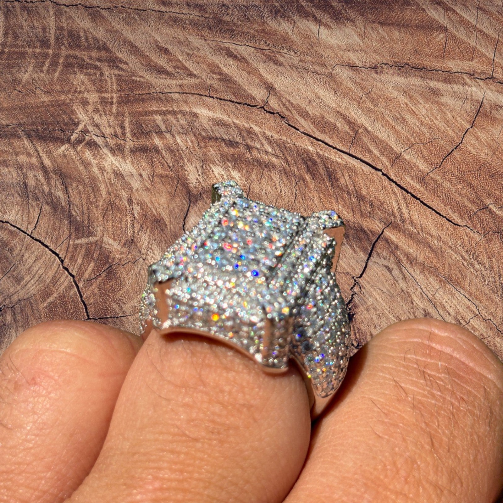 925 Sterling Silver Moissanite Cluster Ring