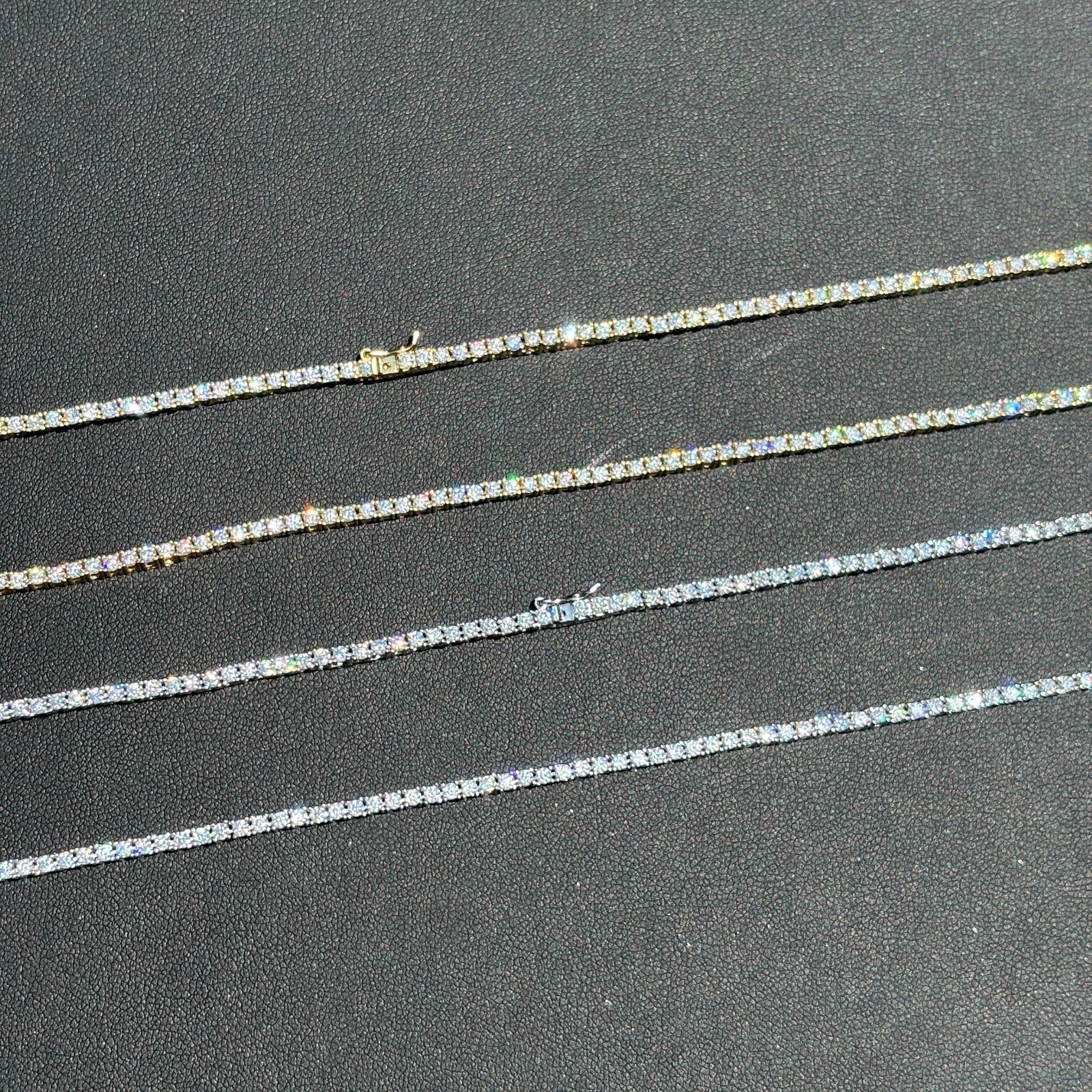 925 Sterling Silver 2mm Tennis Chain Necklace - CZ Or Moissanite