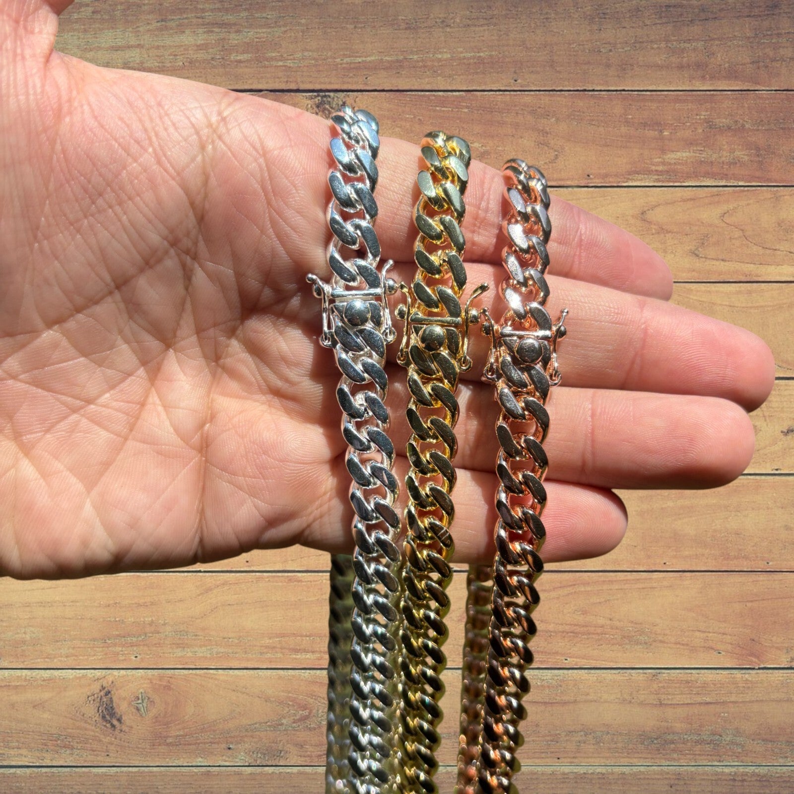 925 Sterling Silver 8mm Miami Cuban W. Box Clasp Chain Necklace