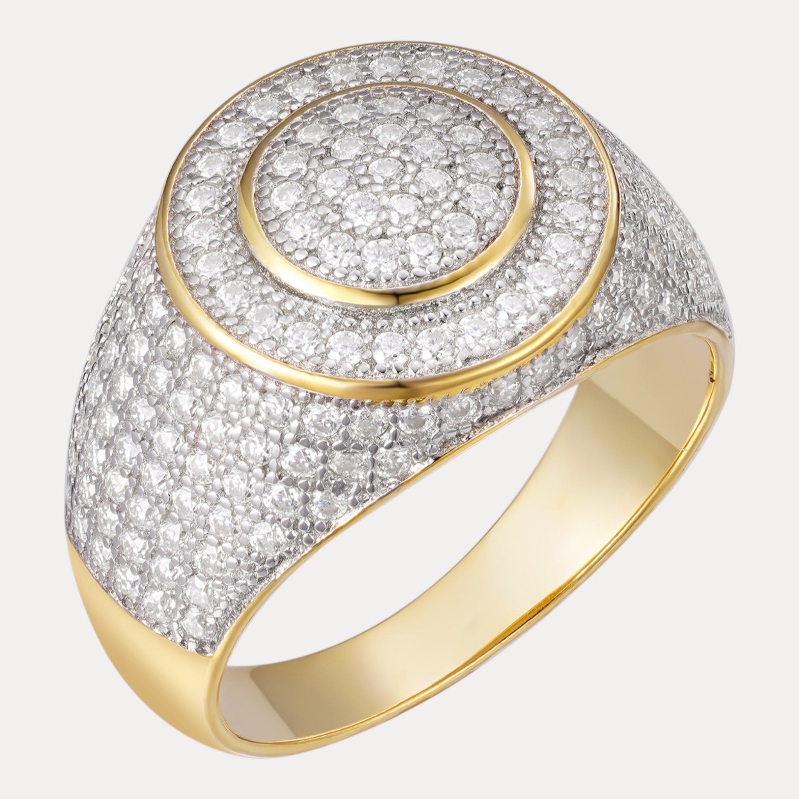 925 Sterling Silver Moissanite Iced Out Round Shaped Ring
