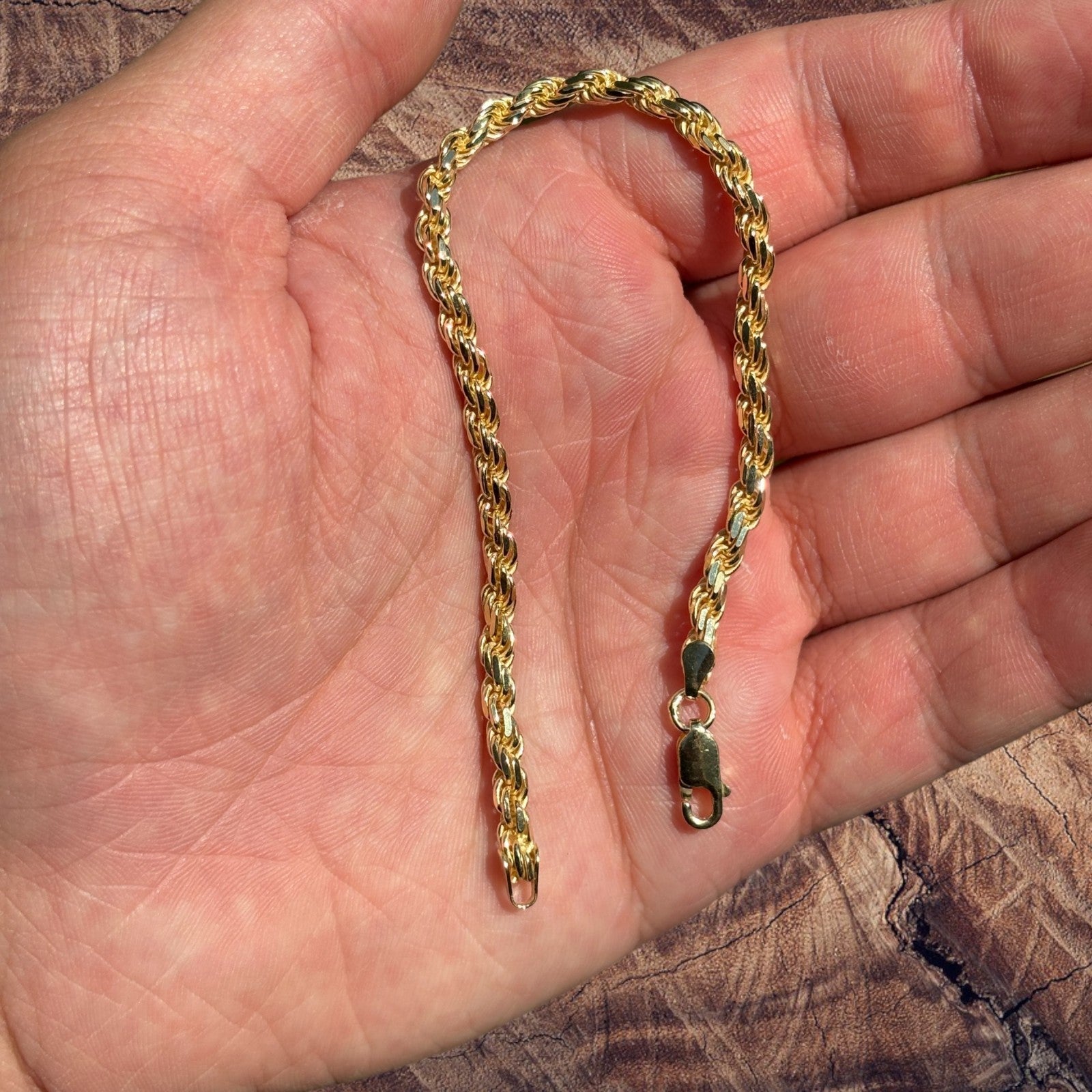 925 Sterling Silver 4mm Diamond Cut Rope Bracelet