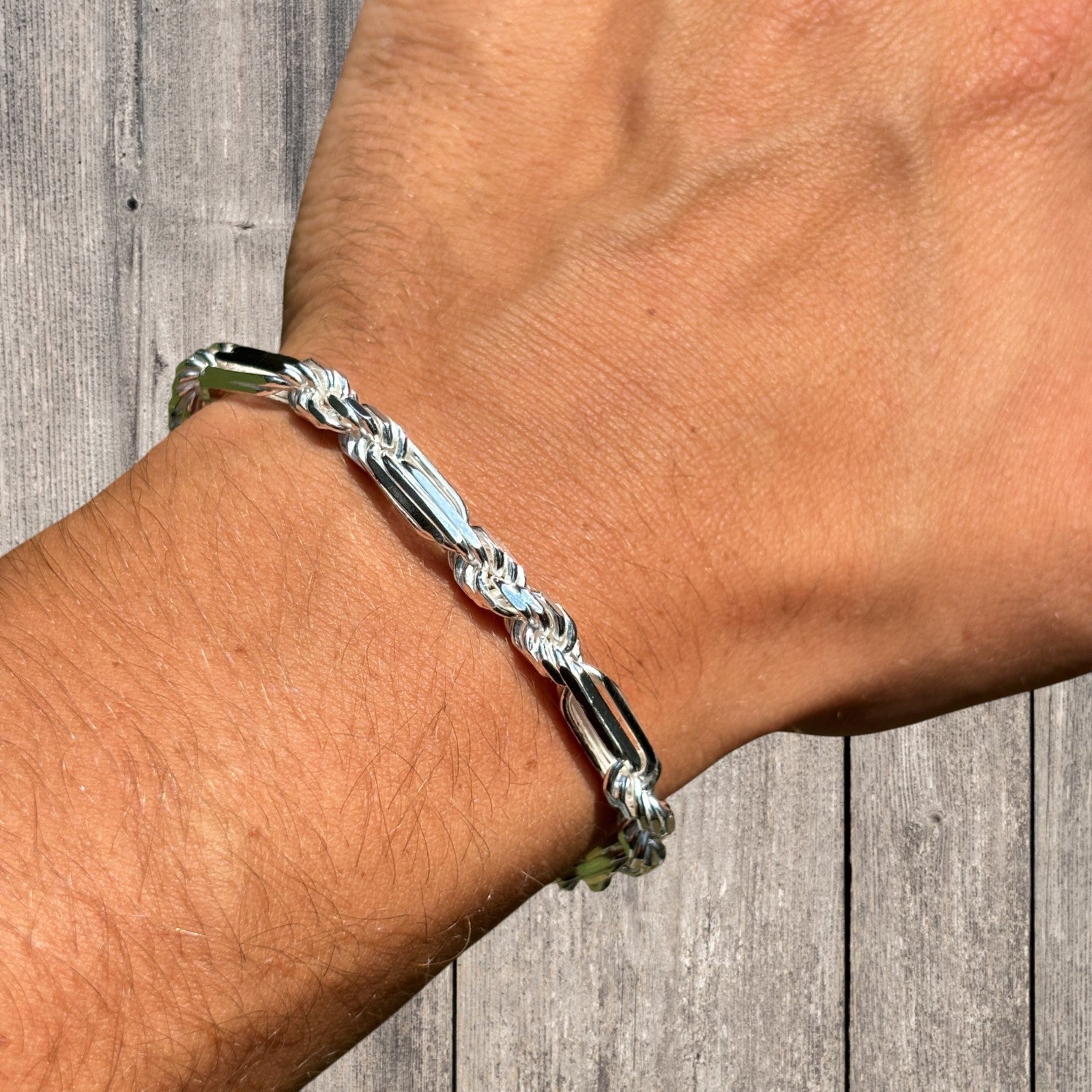 925 Sterling Silver 6mm Figarope Milano Bracelet