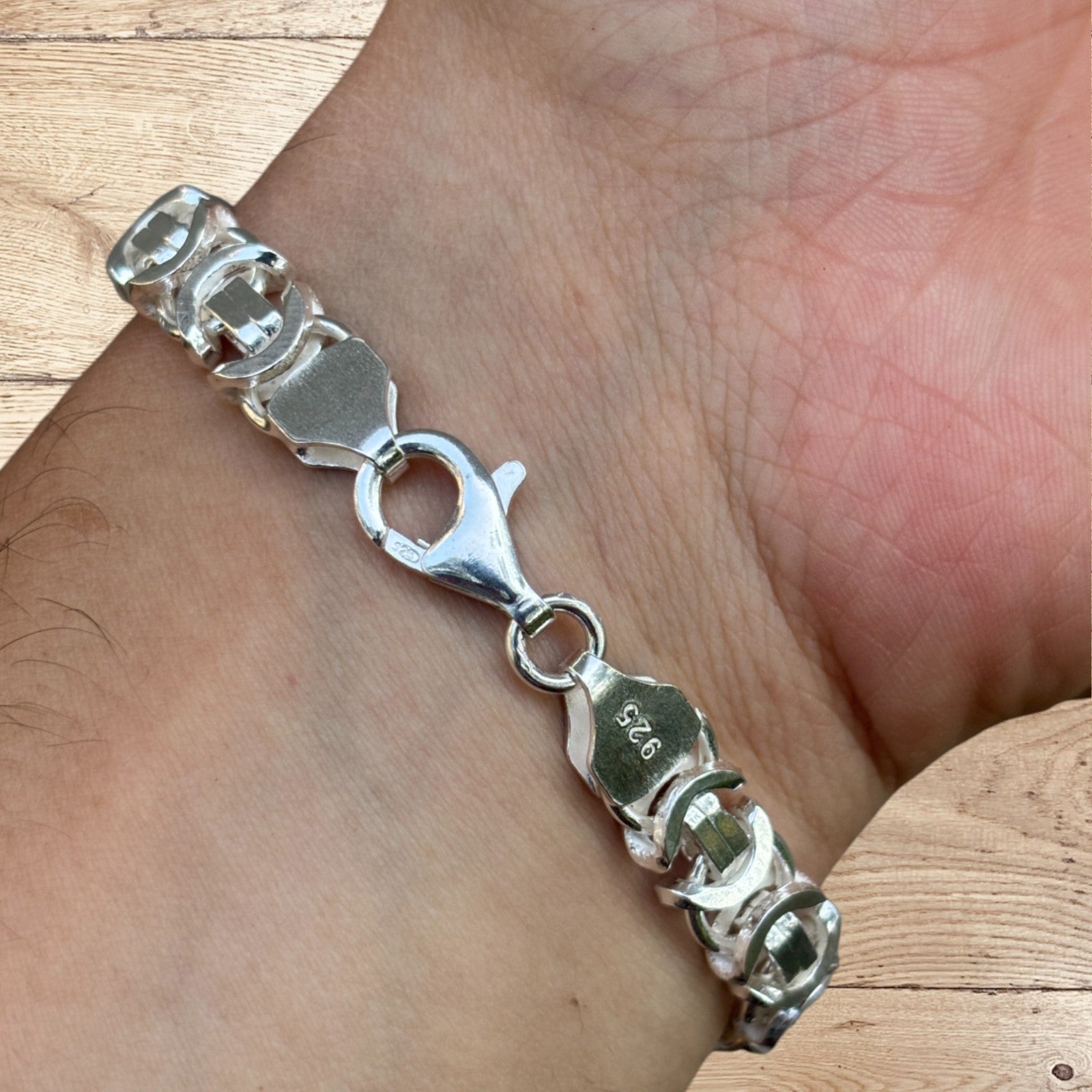 925 Sterling Silver 10mm Flat Byzantine Bracelet