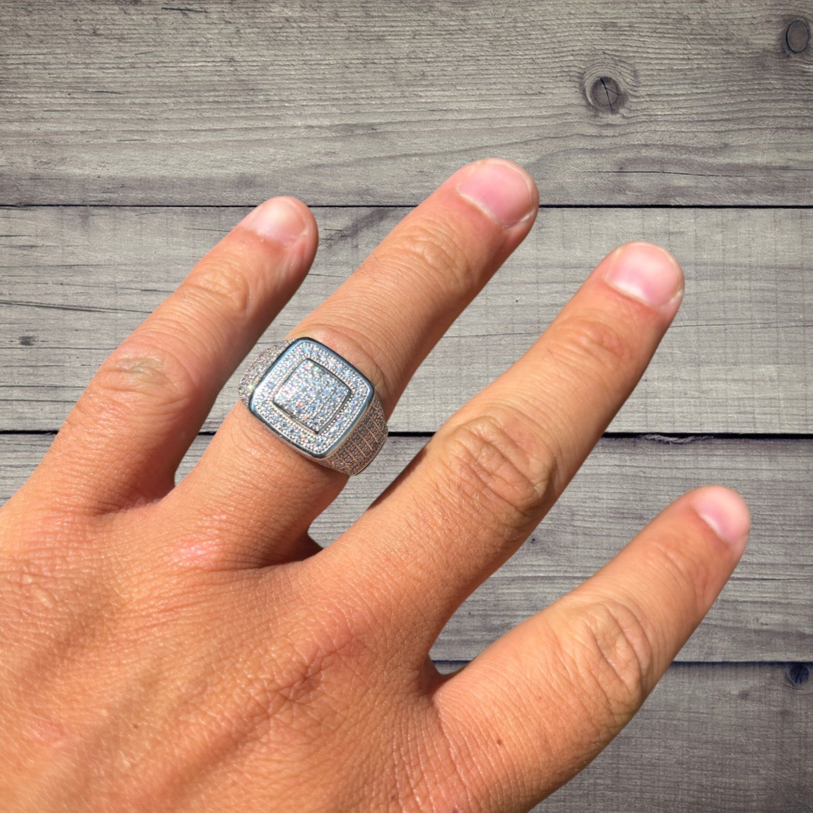 925 Sterling Silver Moissanite Square Ring