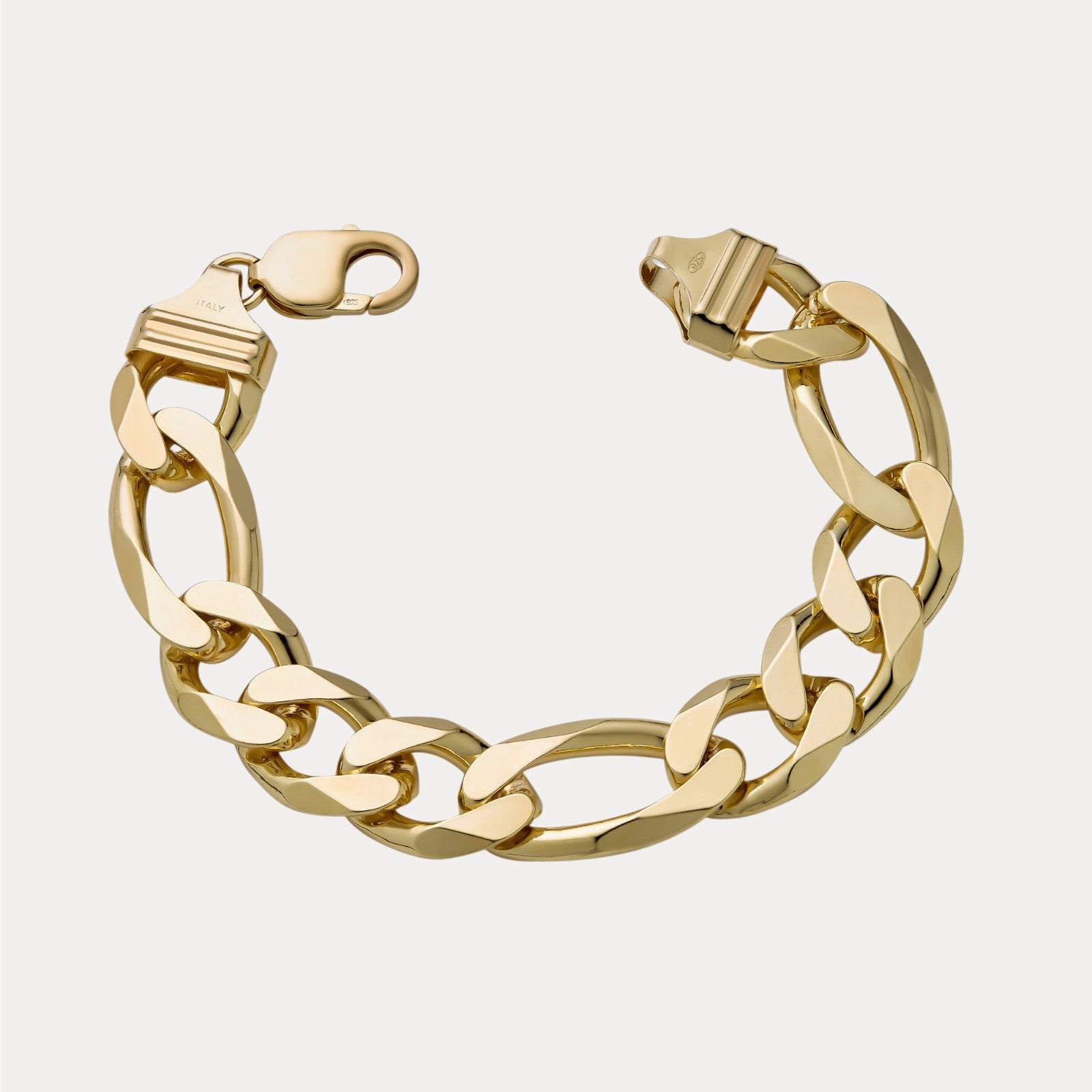 925 Sterling Silver 15mm Figaro Bracelet