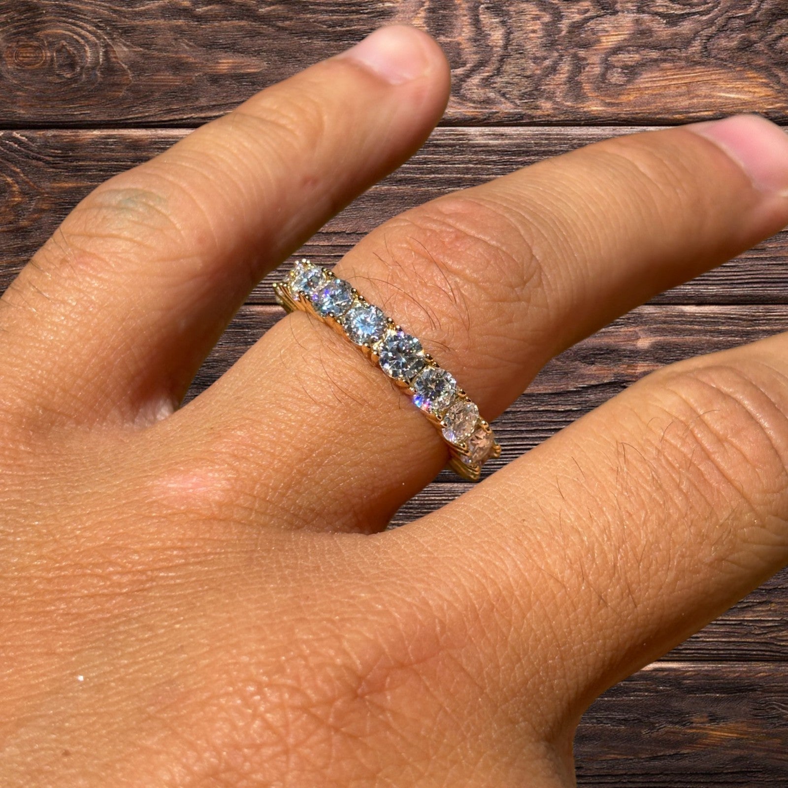 925 Sterling Silver 4mm Moissanite Wedding Band Eternity Ring