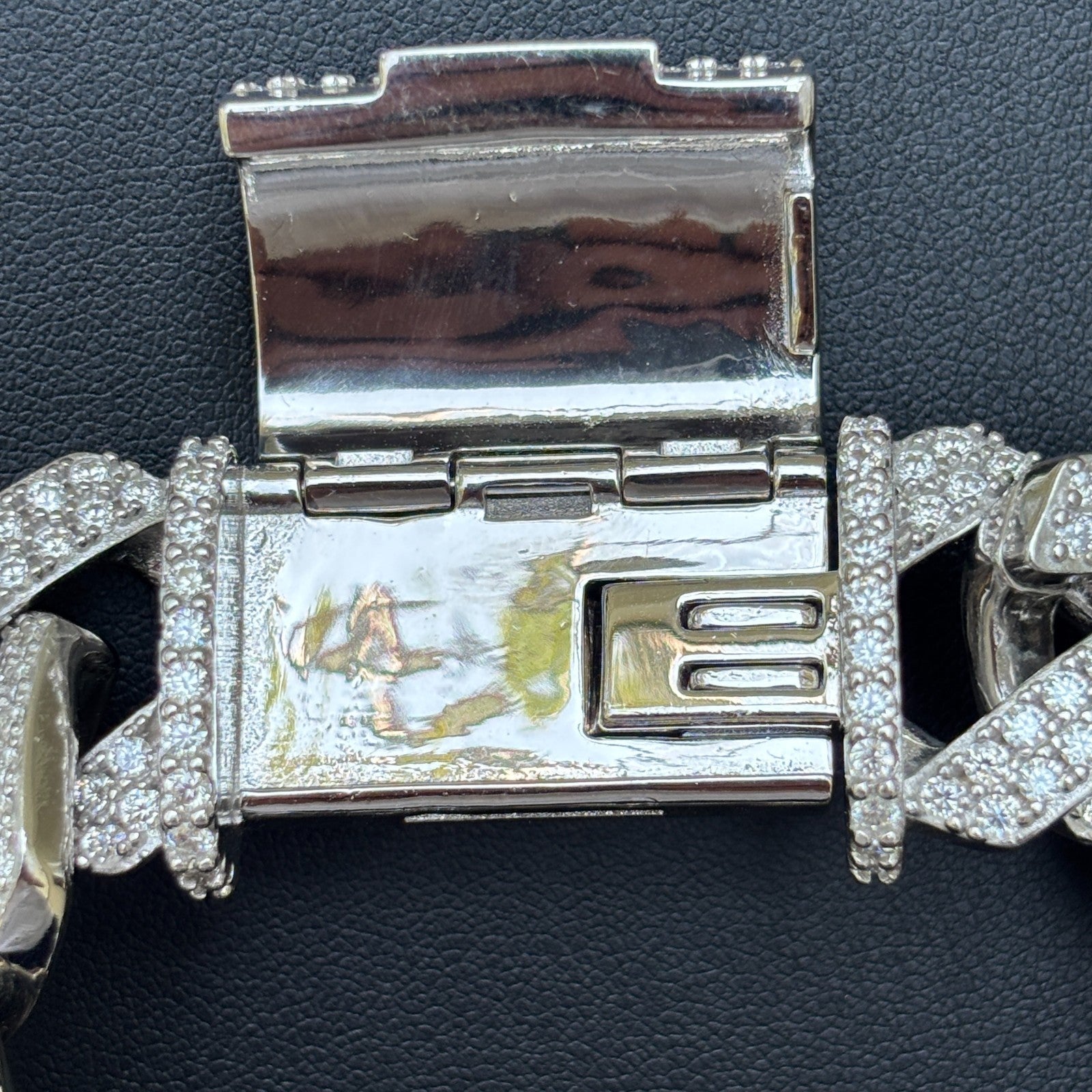 925 Sterling Silver 20mm Moissanite Cuban Prong Bracelet