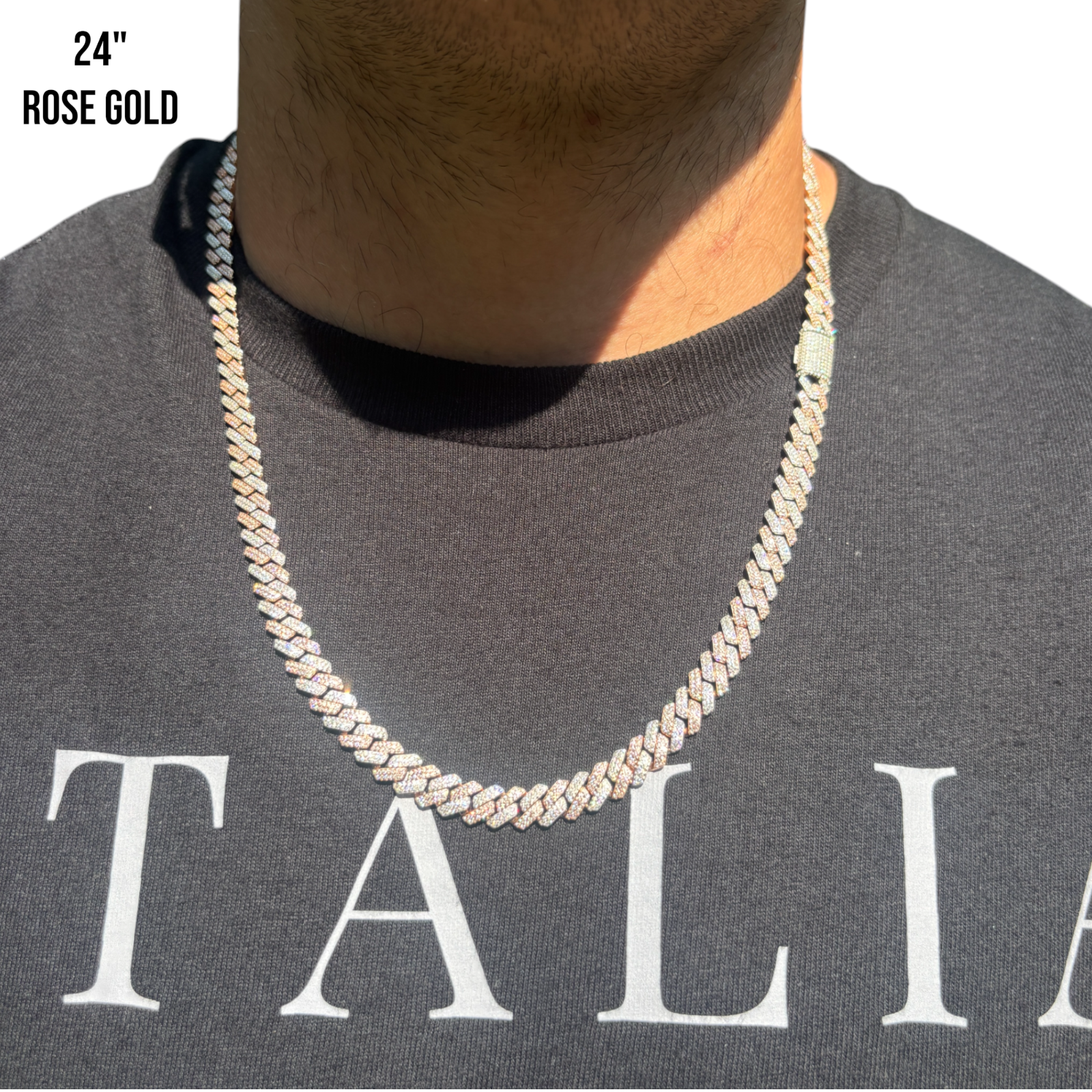 925 Sterling Silver 8mm Moissanite Miami Cuban Prong Chain Necklace