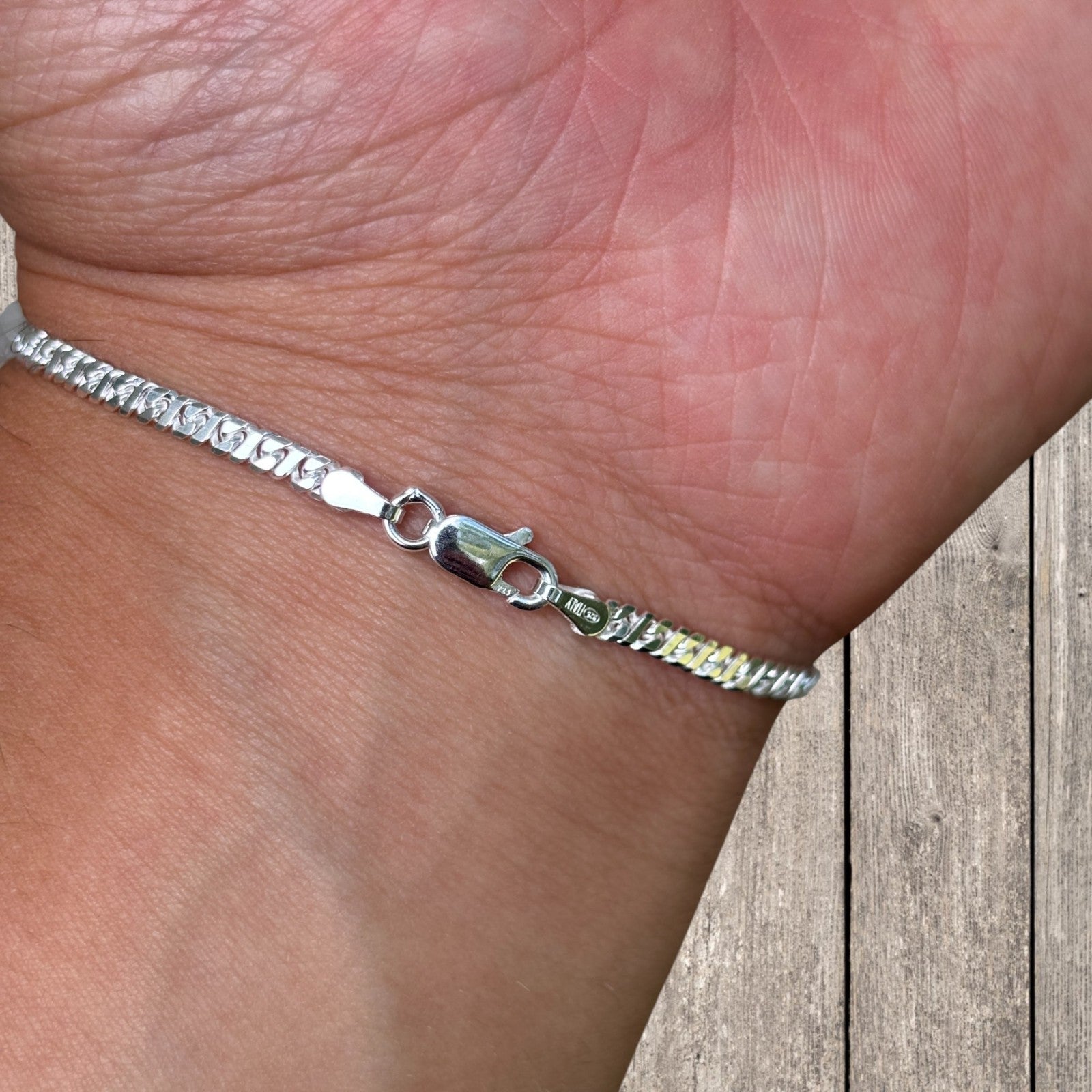 925 Sterling Silver 2.5mm Dollar Link Bracelet