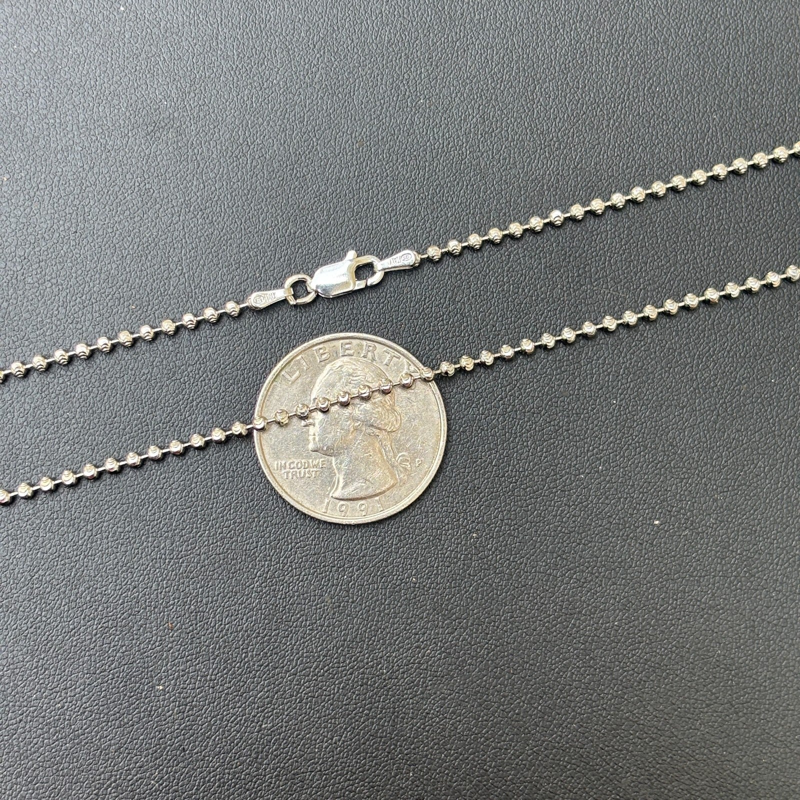 925 Sterling Silver 2mm Bead Chain Necklace