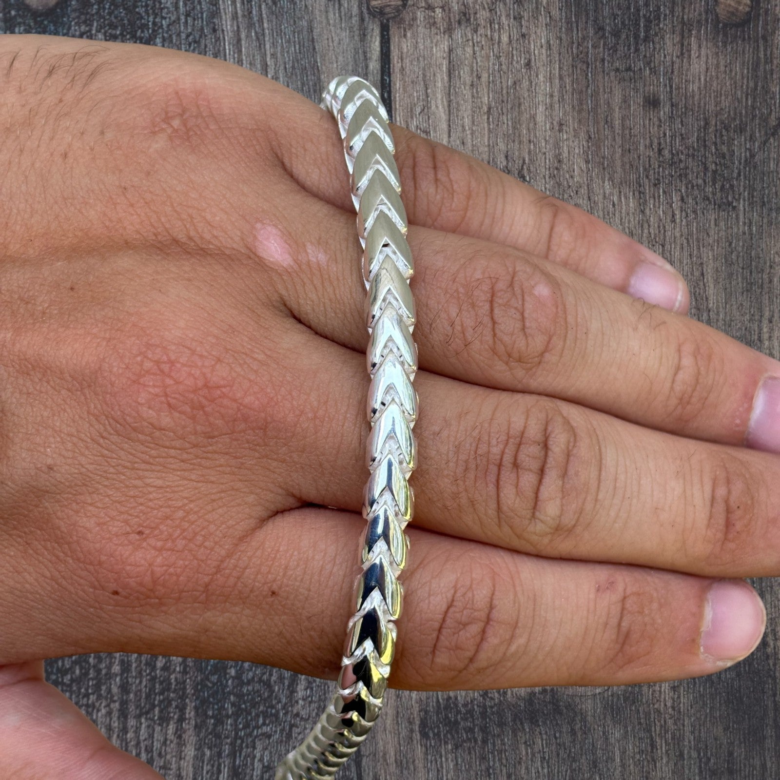 925 Sterling Silver 7mm Rounded Franco Chain W. Box Clasp Necklace