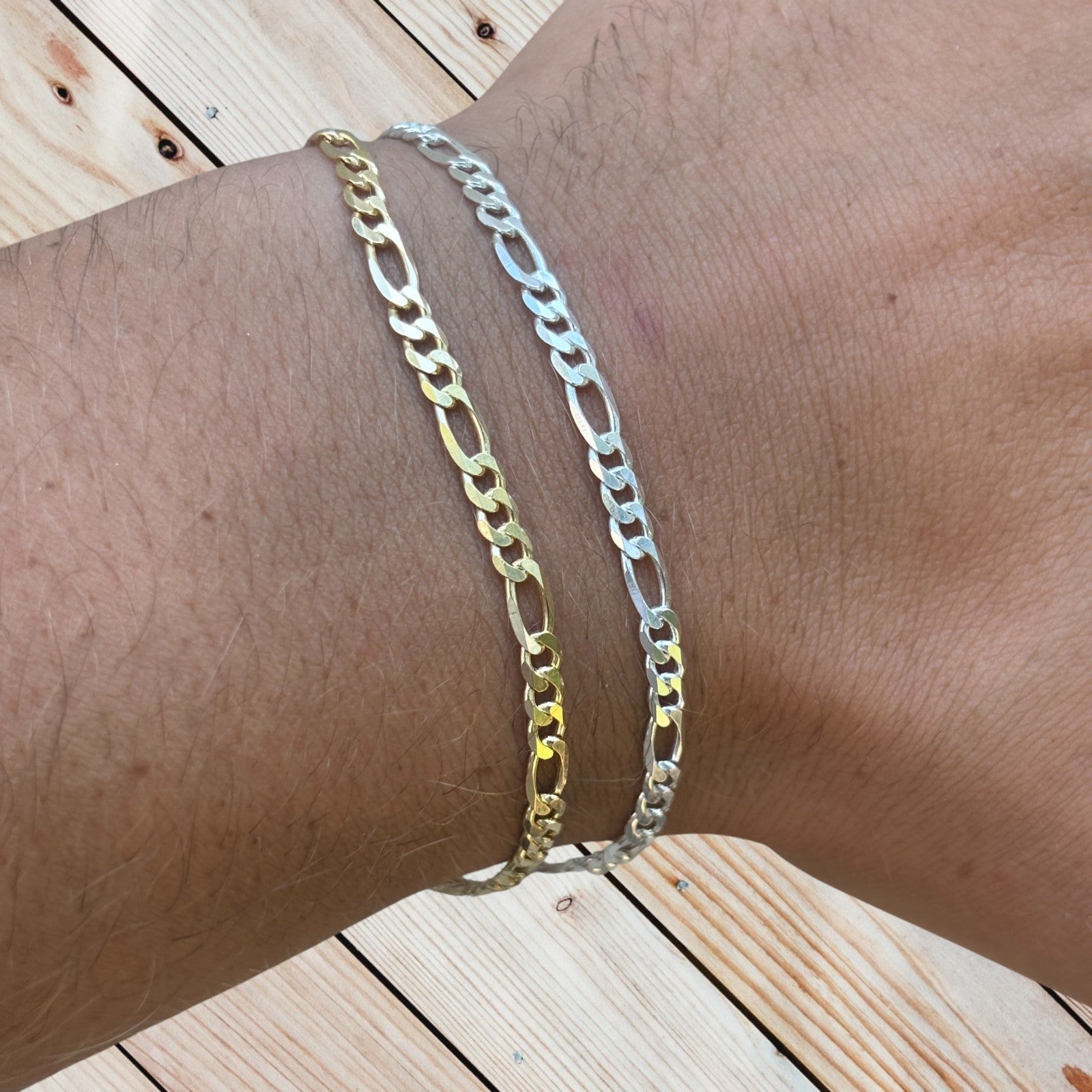 925 Sterling Silver 3.5mm Figaro Bracelet