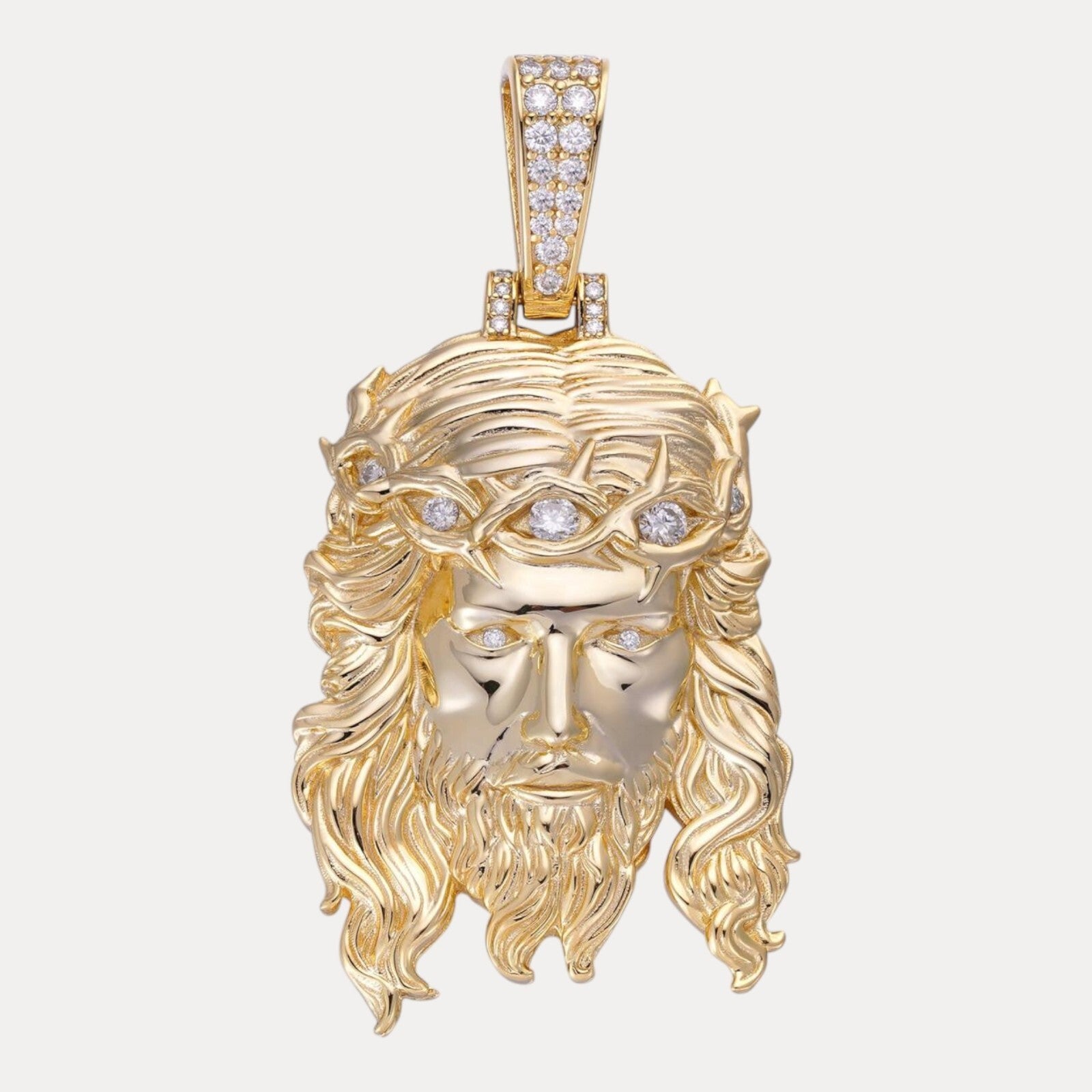 925 Sterling Silver Jesus Pendant With Moissanite - Large