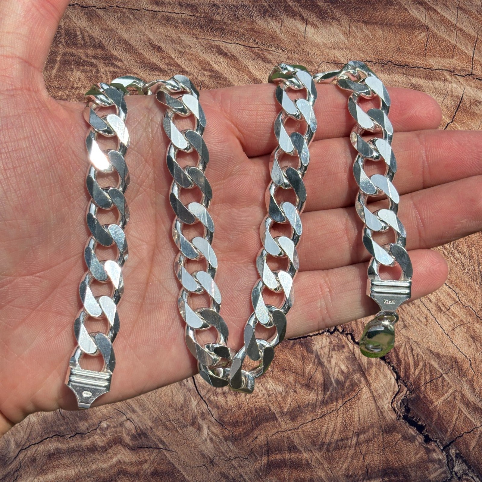 925 Sterling Silver 13.5mm Curb Chain Necklace