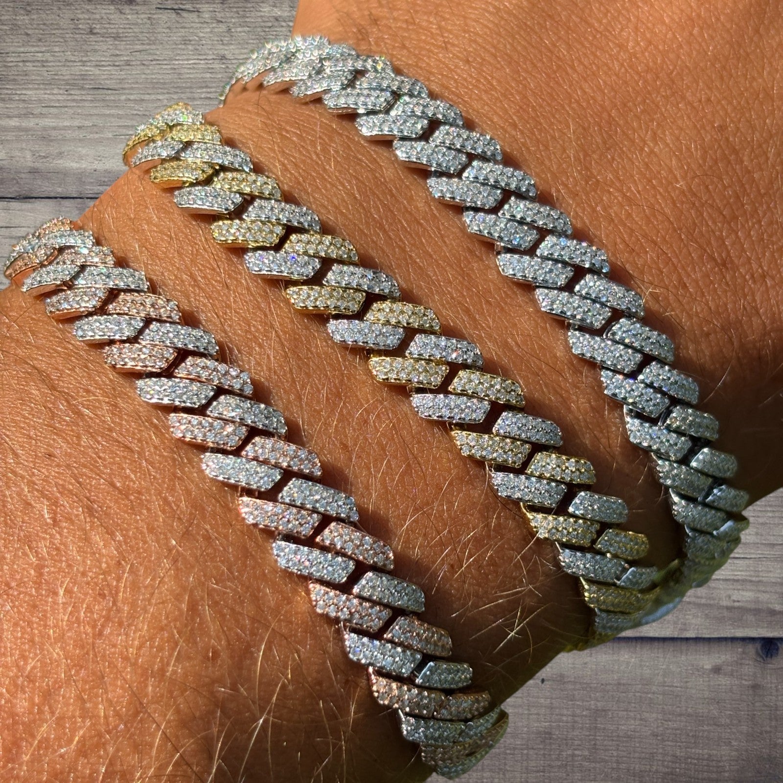 925 Sterling Silver 8mm Moissanite Cuban Prong Bracelet