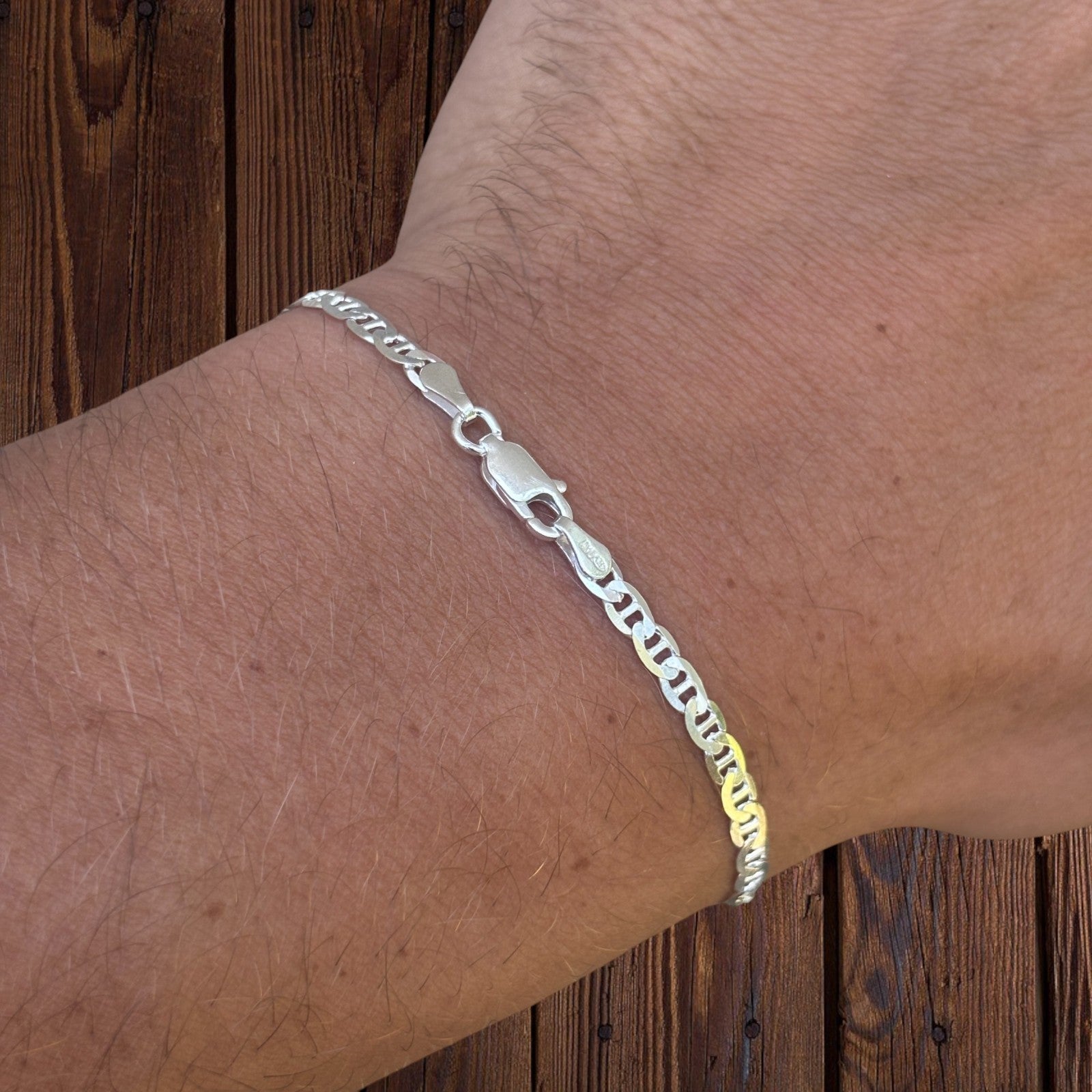 925 Sterling Silver 3mm Mariner Bracelet
