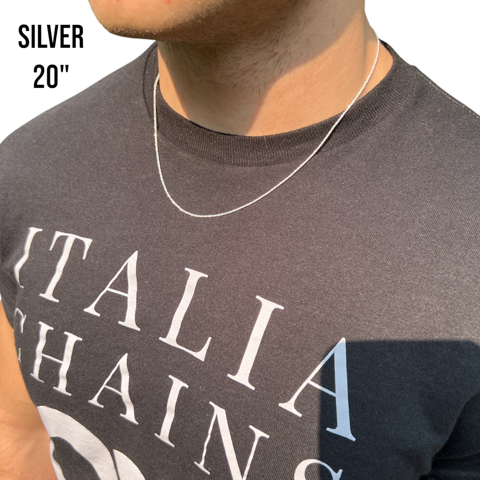 925 Sterling Silver 1mm Sparkle Rock Chain Necklace