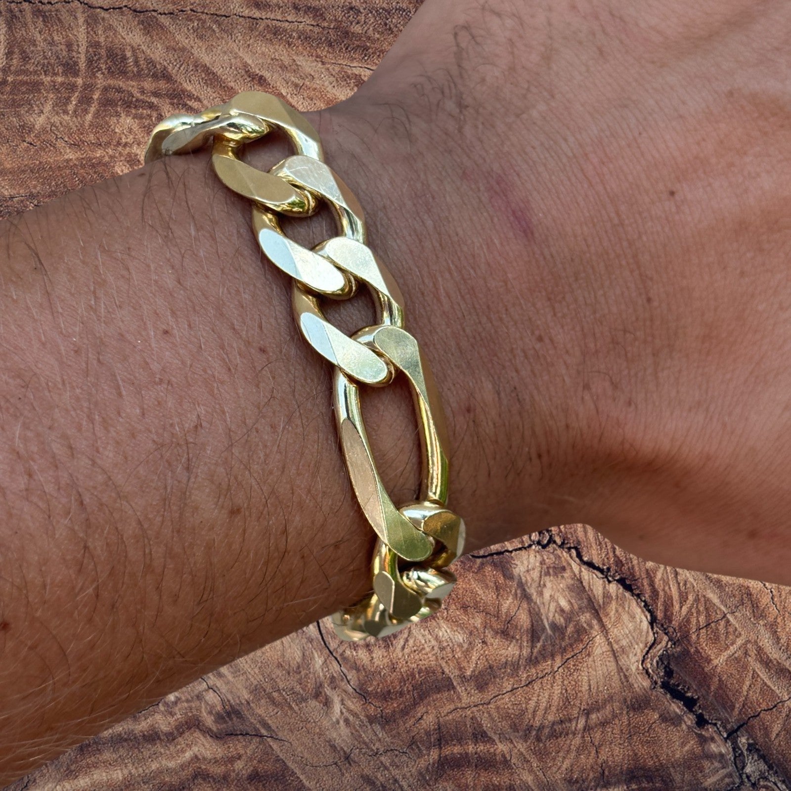 925 Sterling Silver 13mm Figaro Bracelet