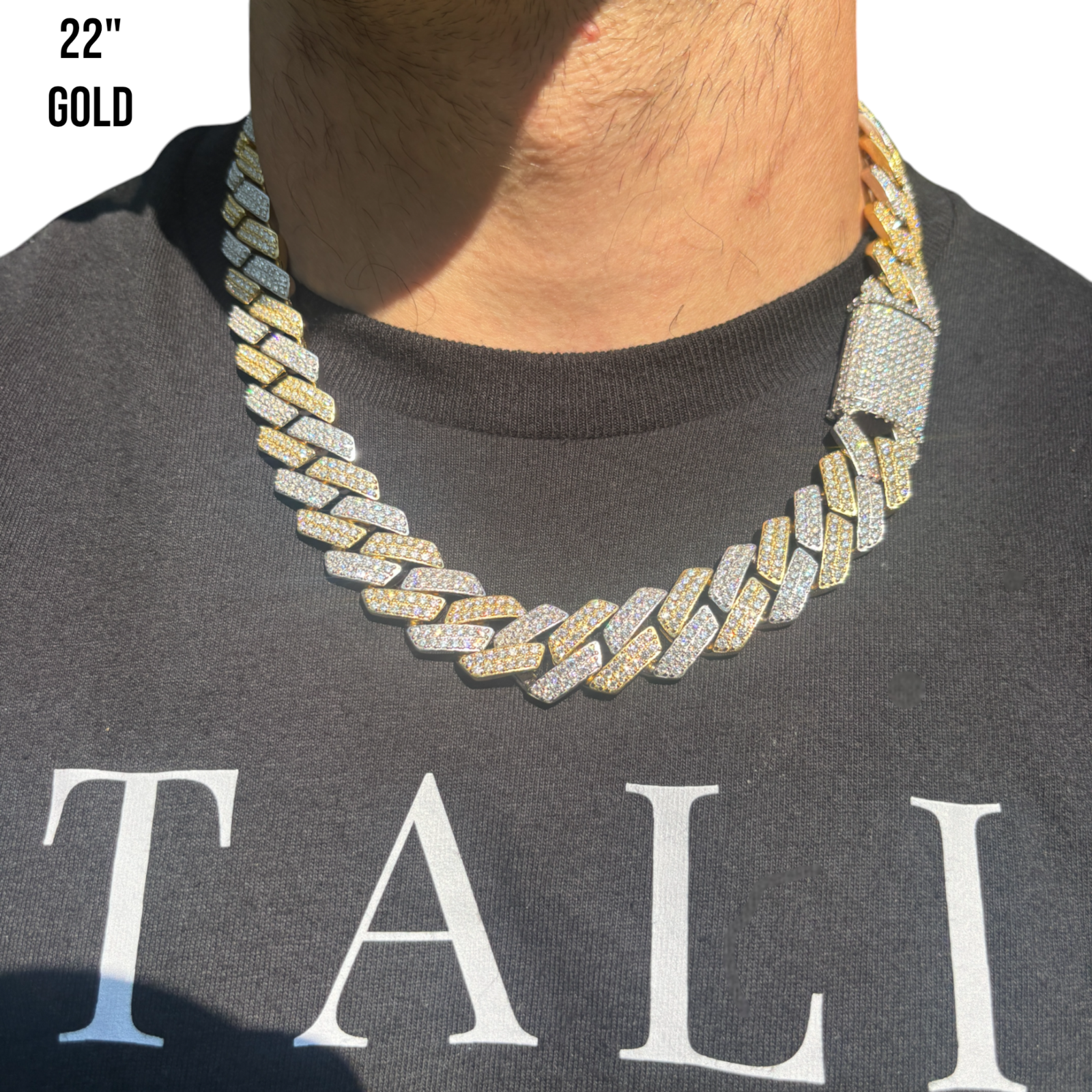 925 Sterling Silver 20mm Moissanite Miami Cuban Prong Chain Necklace