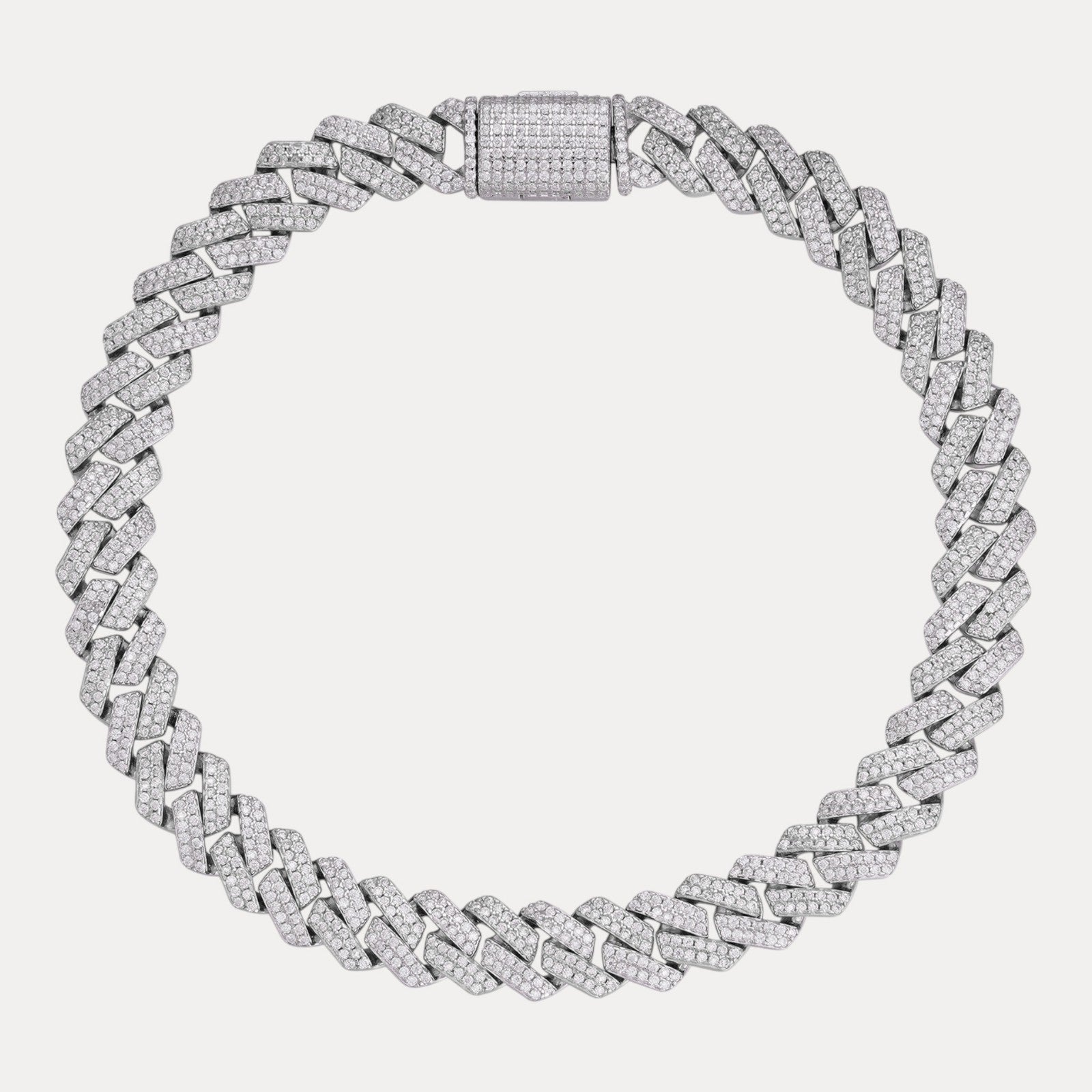 925 Sterling Silver 8mm Moissanite Cuban Prong Bracelet