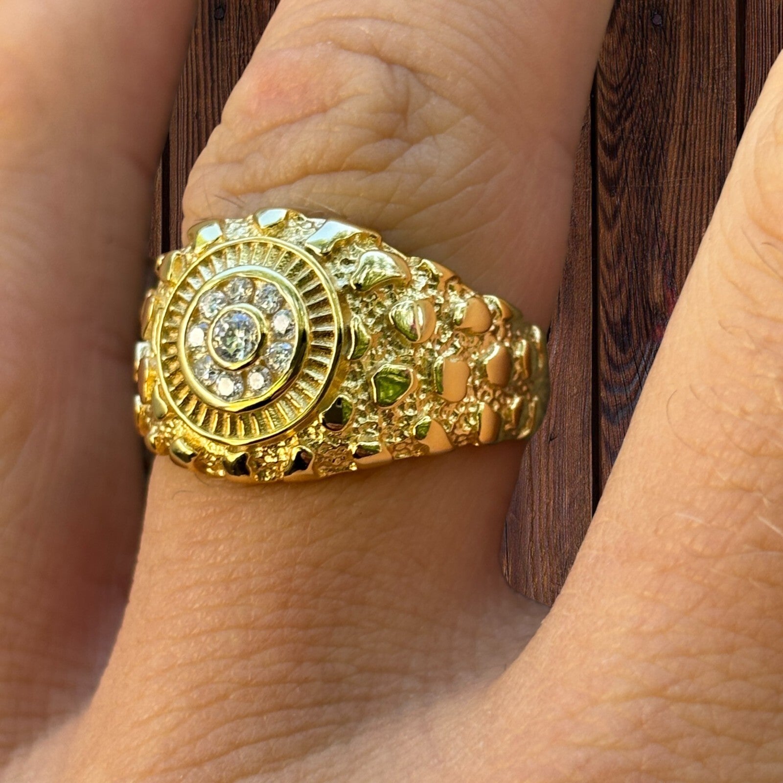 925 Sterling Silver Nugget Ring With Moissanite