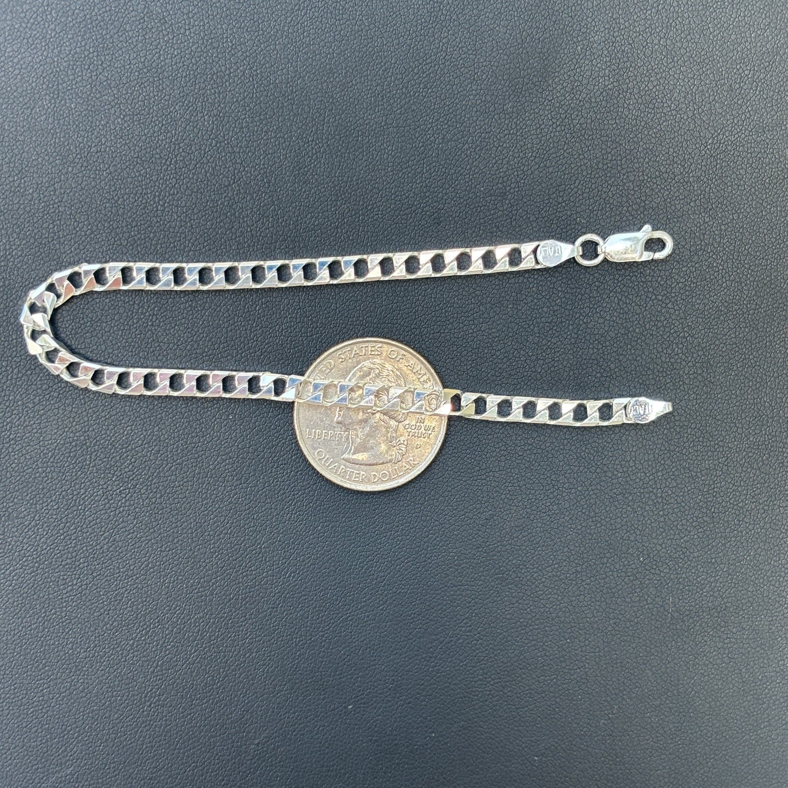 925 Sterling Silver 4mm Square Curb Bracelet
