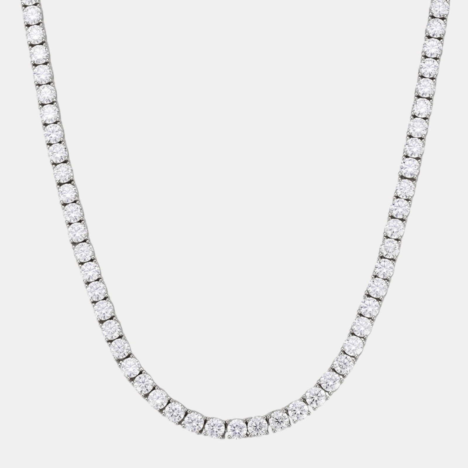 925 Sterling Silver 4mm Tennis Chain Necklace - CZ Or Moissanite
