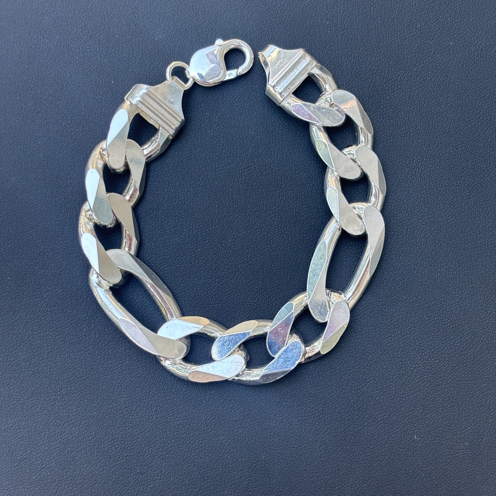 925 Sterling Silver 16mm Figaro Bracelet