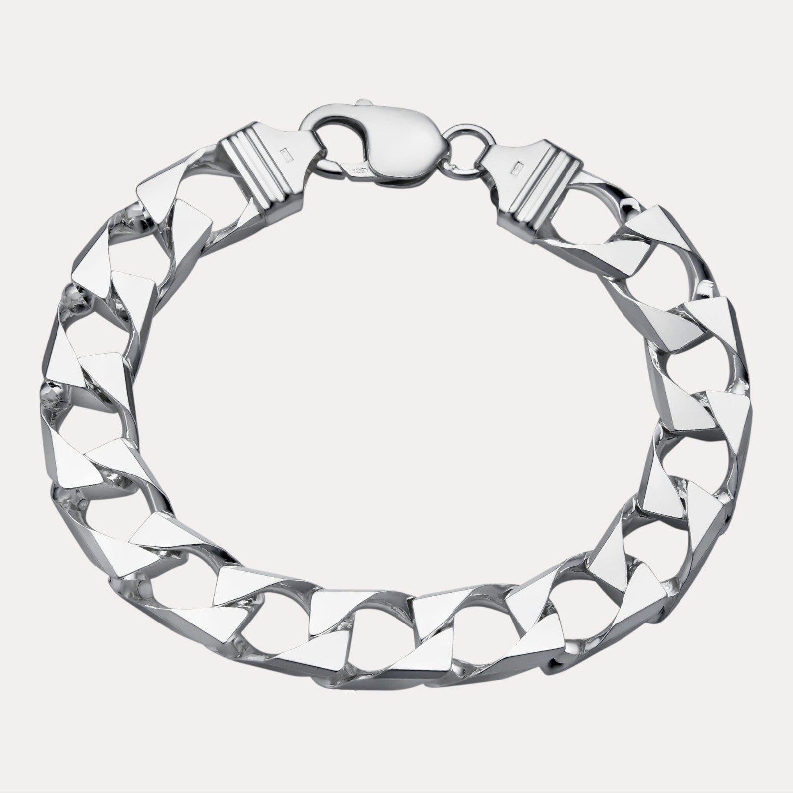 925 Sterling Silver 8mm Square Curb Bracelet