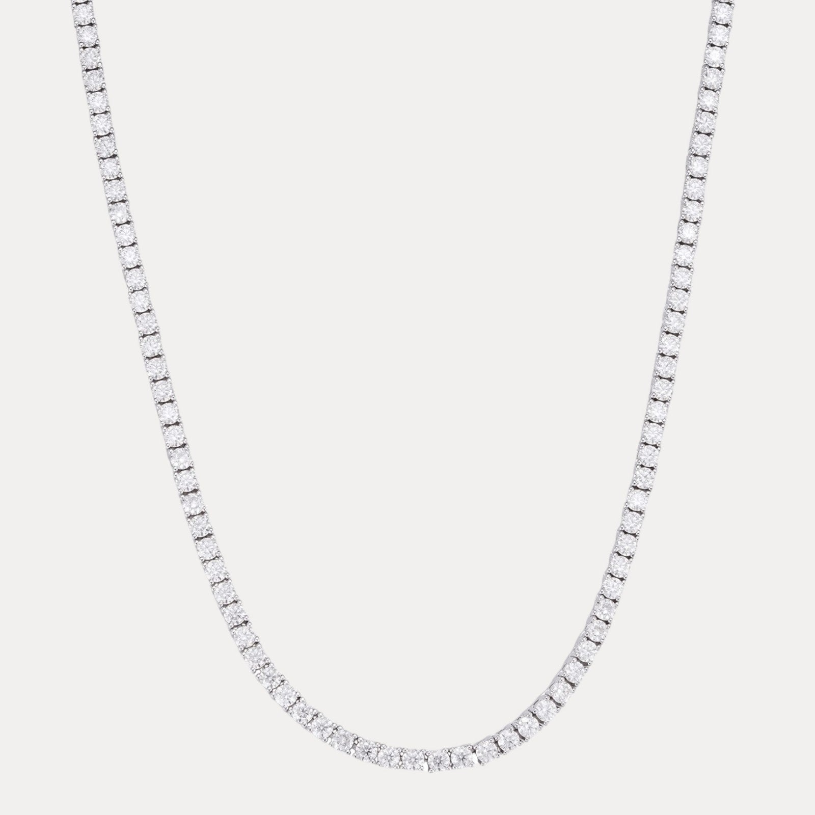 925 Sterling Silver 2mm Tennis Chain Necklace - CZ Or Moissanite