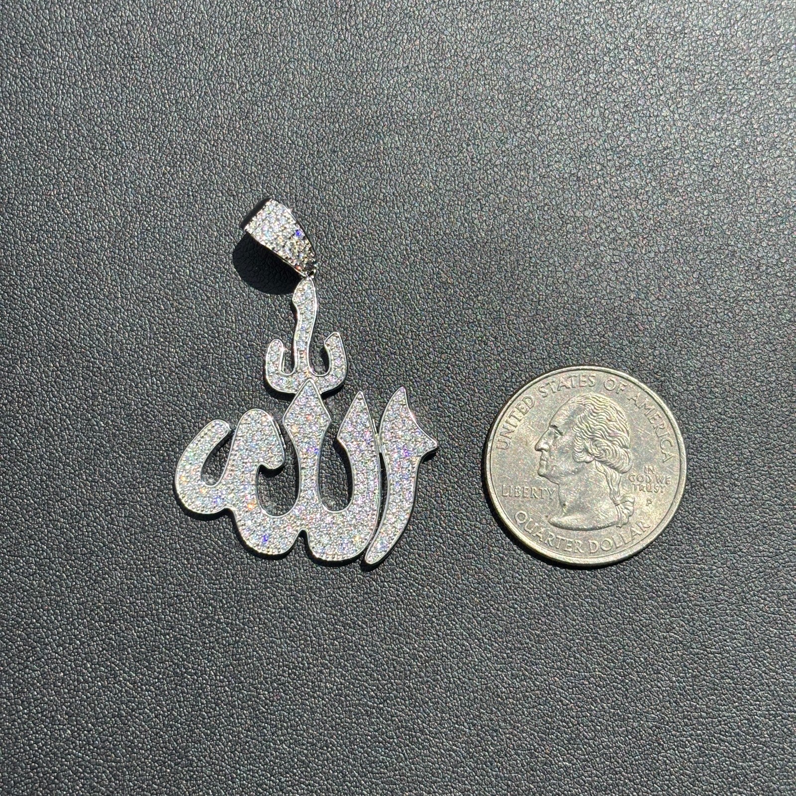 925 Sterling Silver Allah Pendant With Moissanite