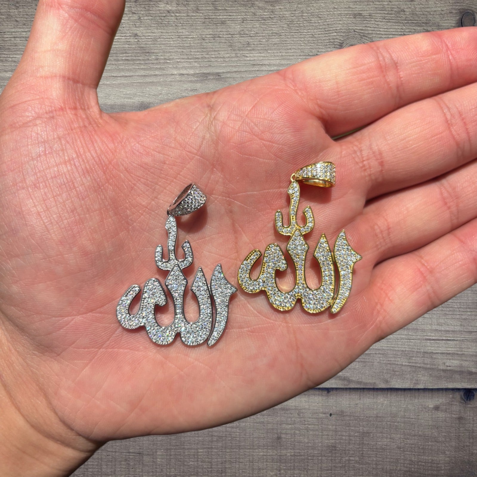 925 Sterling Silver Allah Pendant With Moissanite