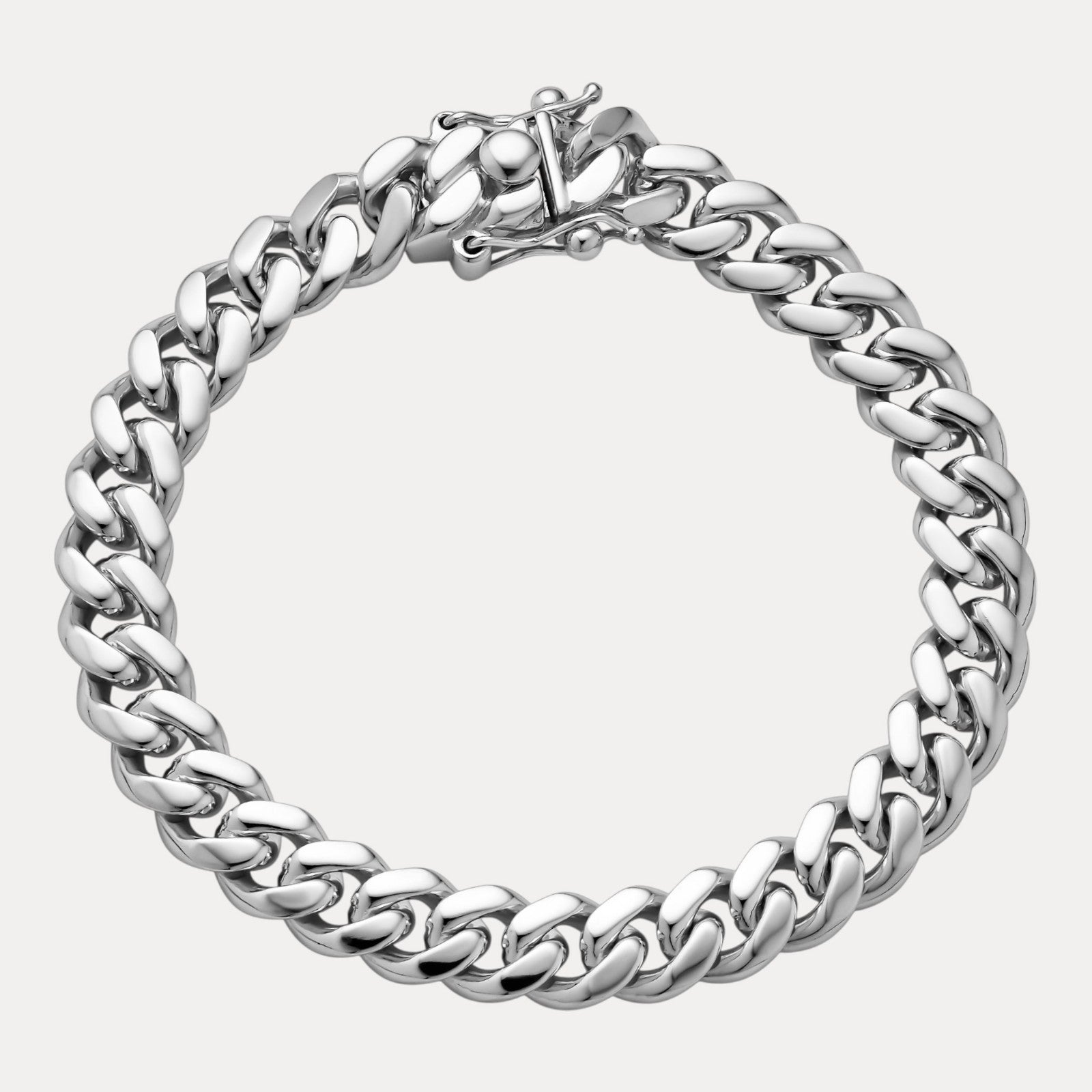 925 Sterling Silver 8mm Miami Cuban W. Box Clasp Bracelet