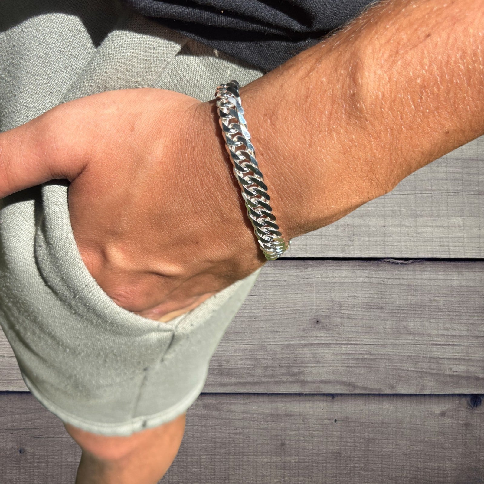 925 Sterling Silver 10mm Double Curb Bracelet