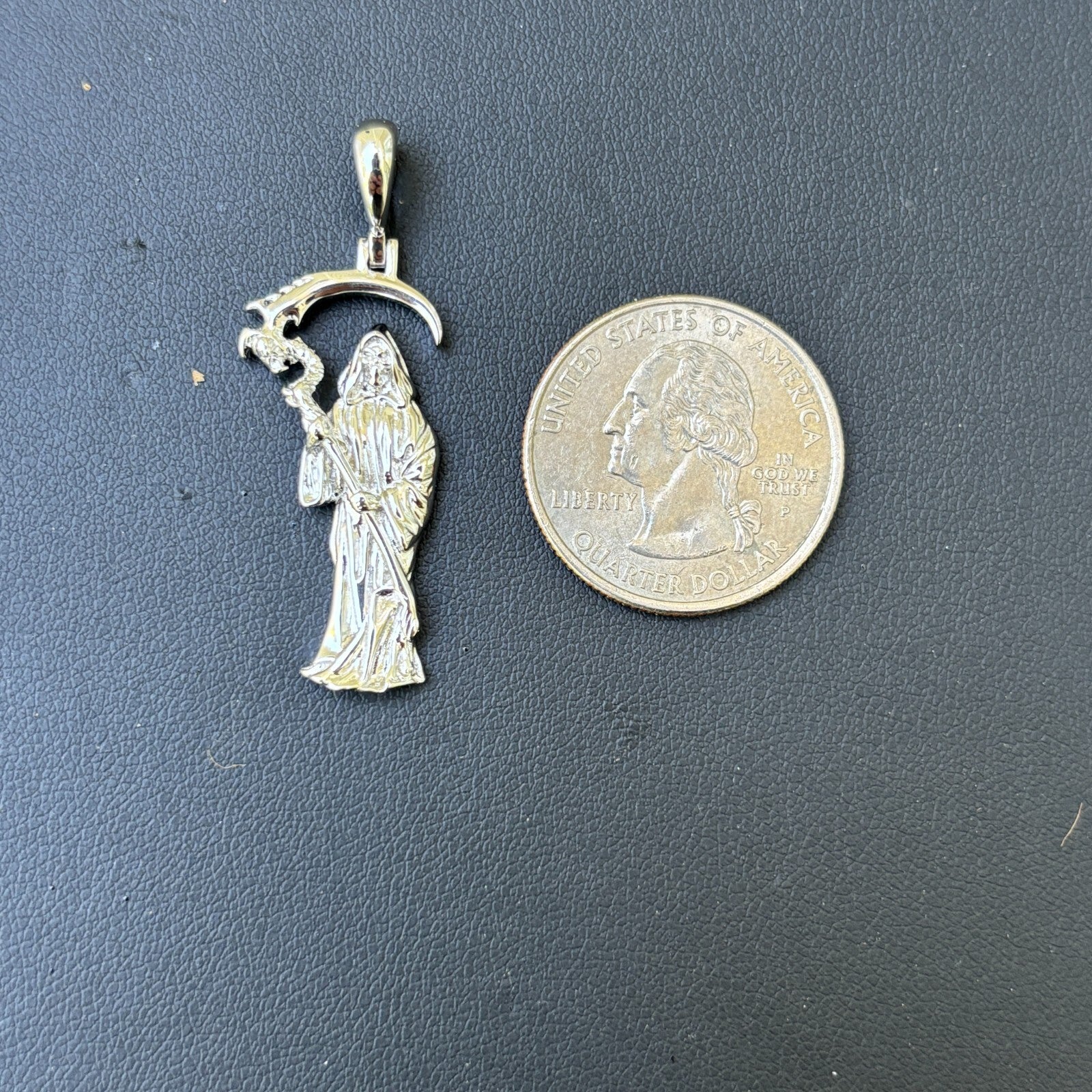925 Sterling Silver Santa Muerte Grim Reaper Pendant