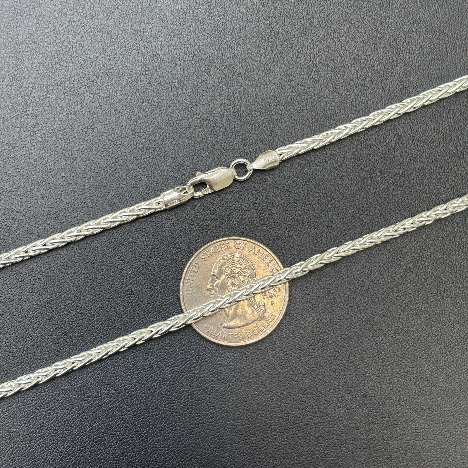 925 Sterling Silver 3mm Wheat Chain Necklace - ITALIA Chains