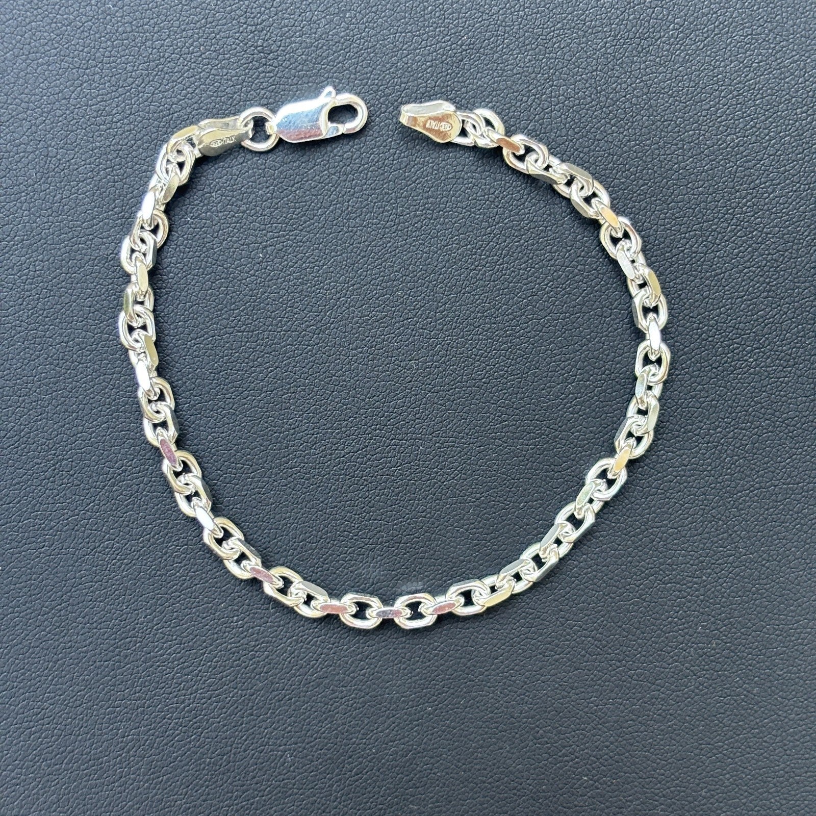 925 Sterling Silver 4mm Anchor Cable Bracelet