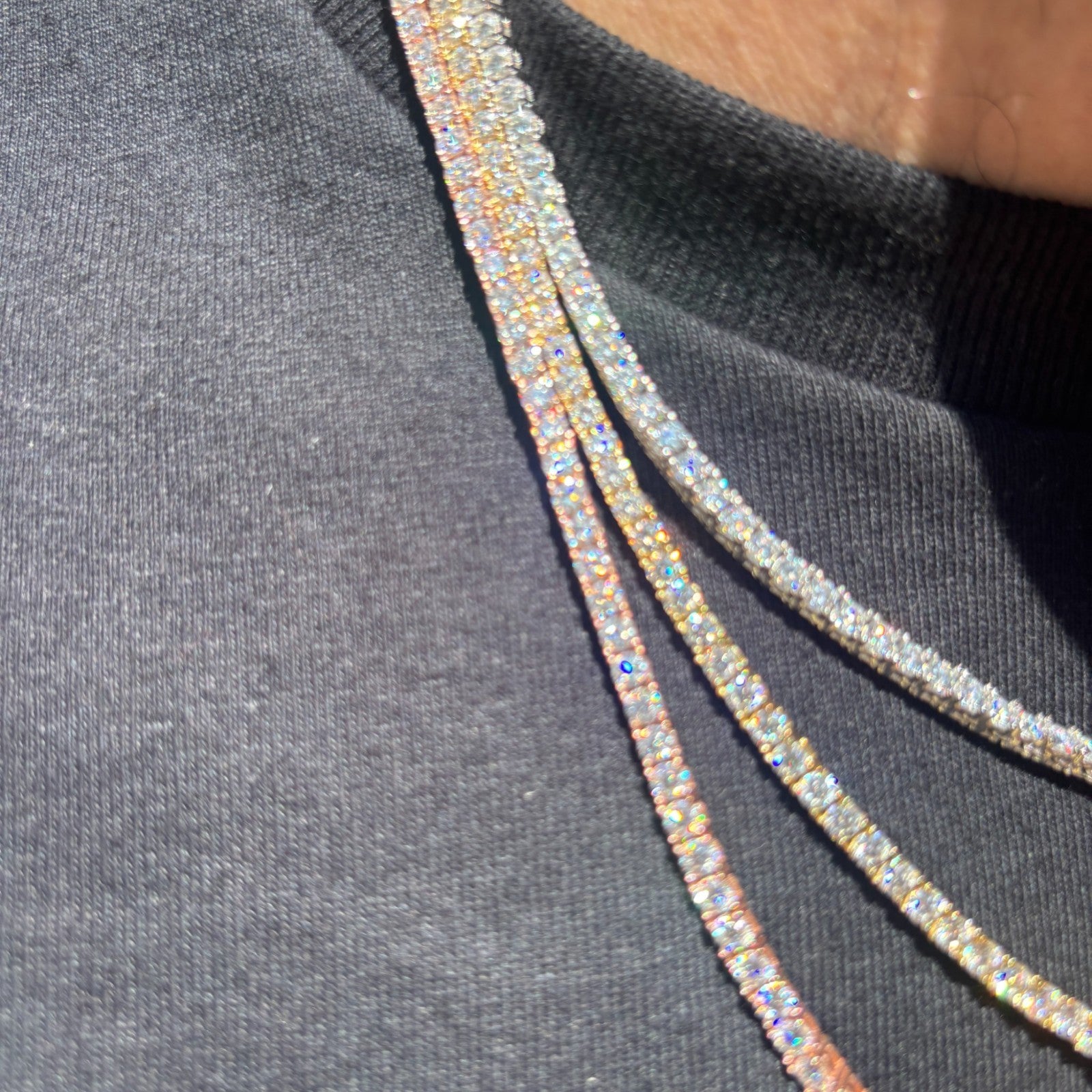 925 Sterling Silver 3mm Tennis Chain Necklace - CZ Or Moissanite