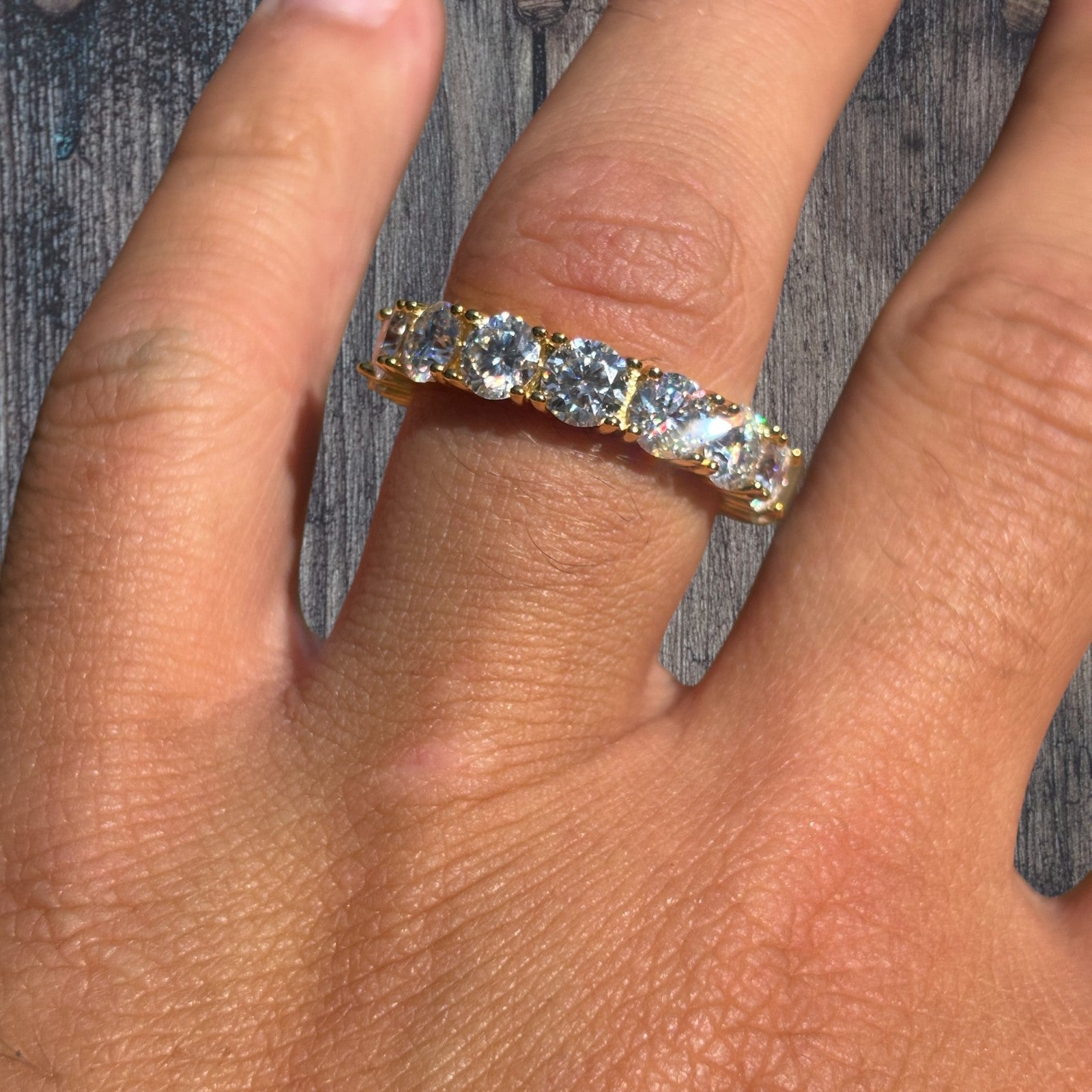 925 Sterling Silver 5mm Moissanite Wedding Band Eternity Ring