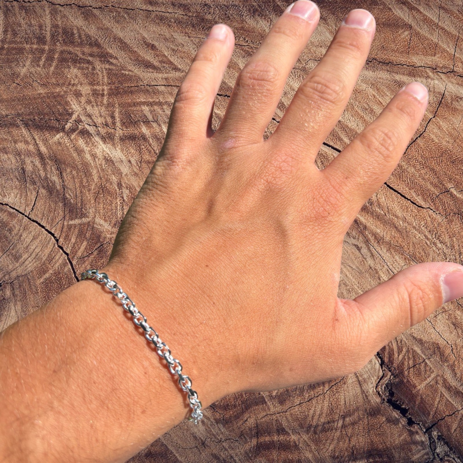 925 Sterling Silver 4mm Anchor Cable Bracelet