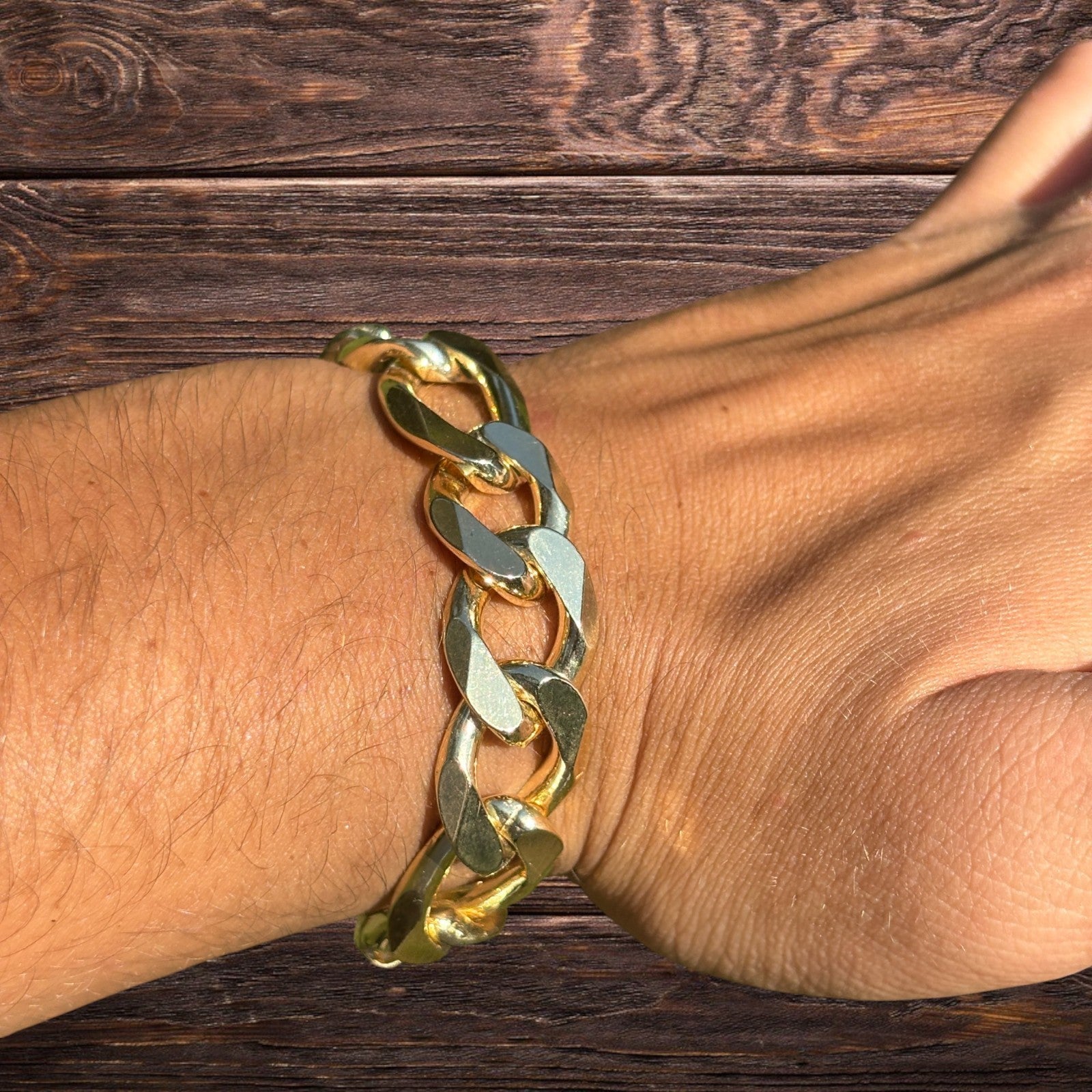 925 Sterling Silver 15mm Figaro Bracelet
