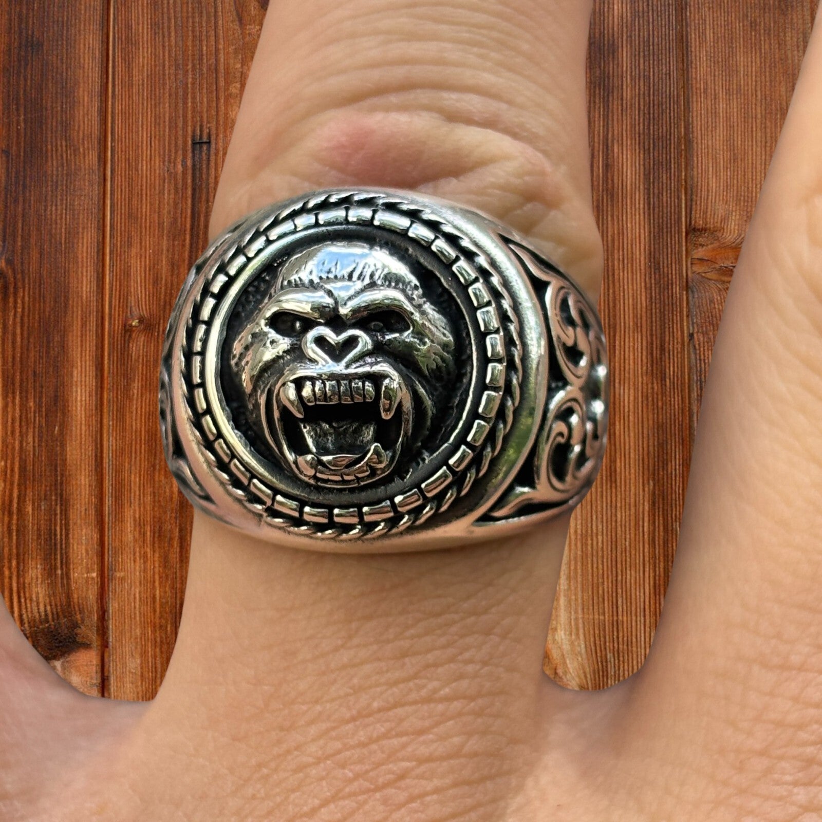 925 Sterling Silver Gorilla Ring