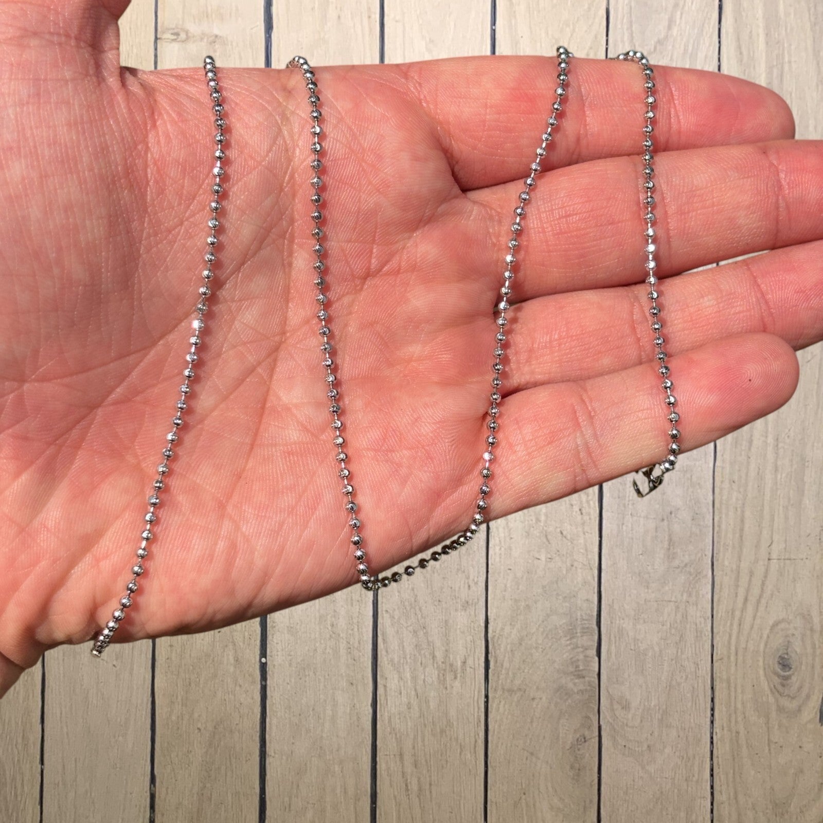 925 Sterling Silver 2mm Bead Chain Necklace