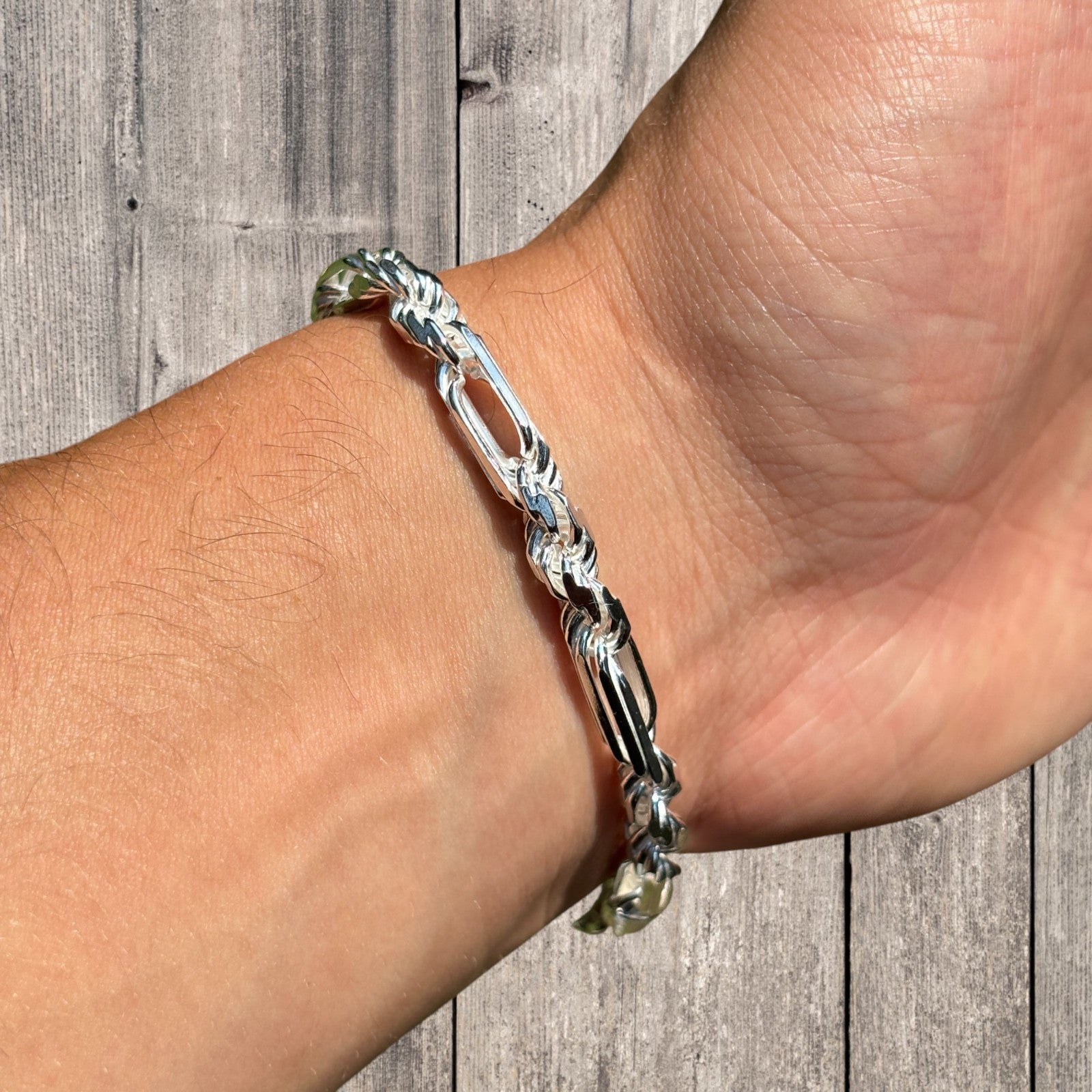 925 Sterling Silver 6mm Figarope Milano Bracelet