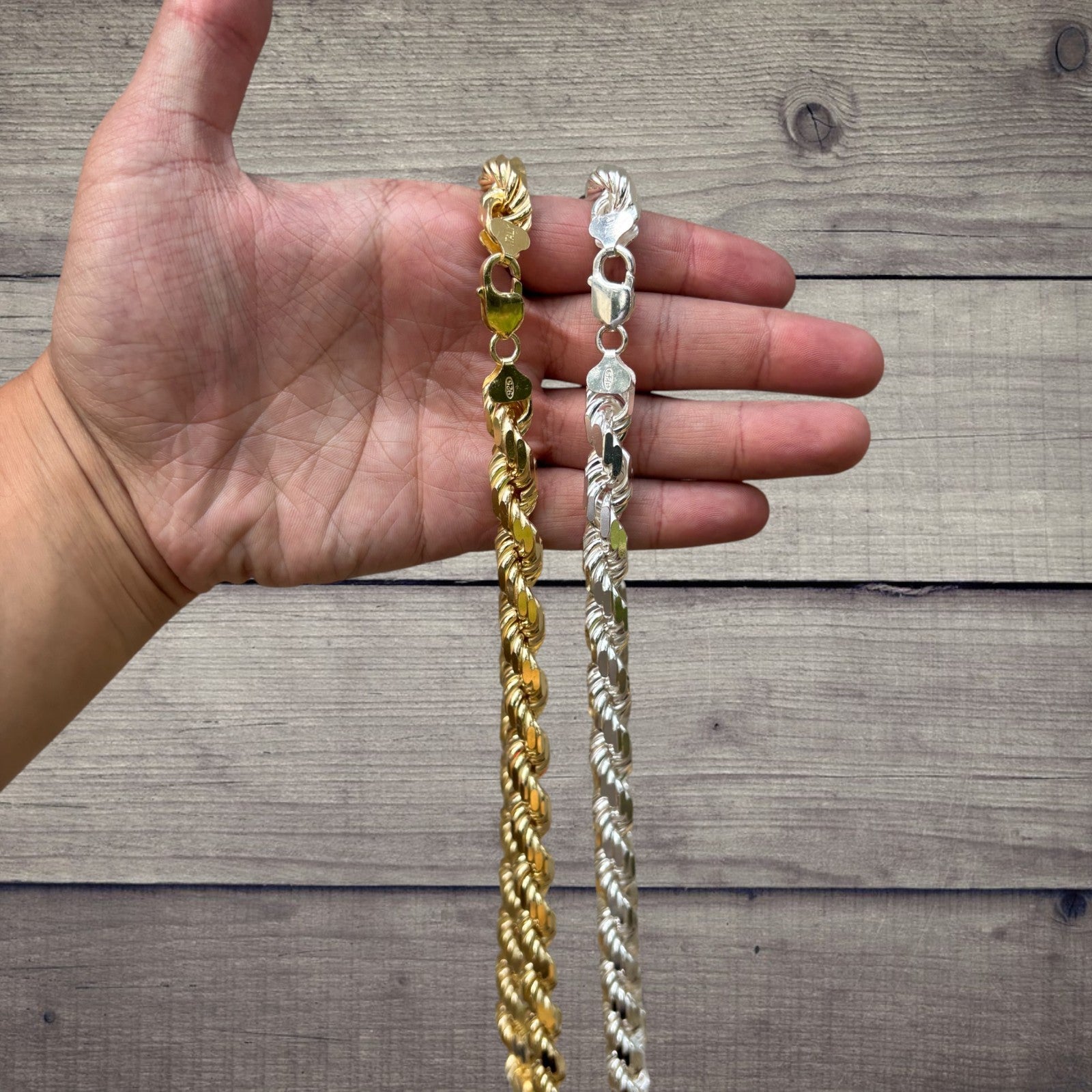 925 Sterling Silver 11mm Diamond Cut Rope Chain Necklace