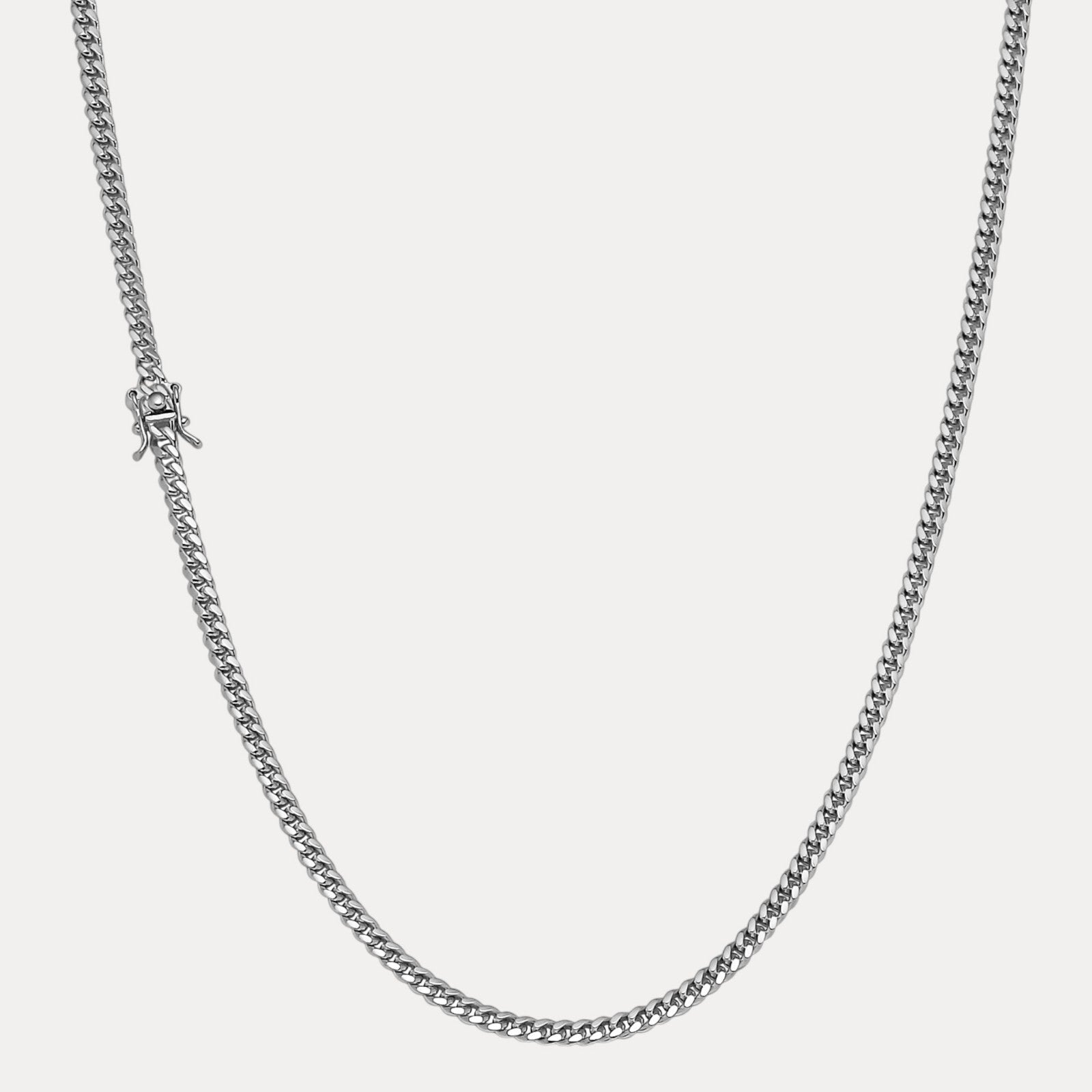 925 Sterling Silver 4mm Miami Cuban W. Box Clasp Chain Necklace