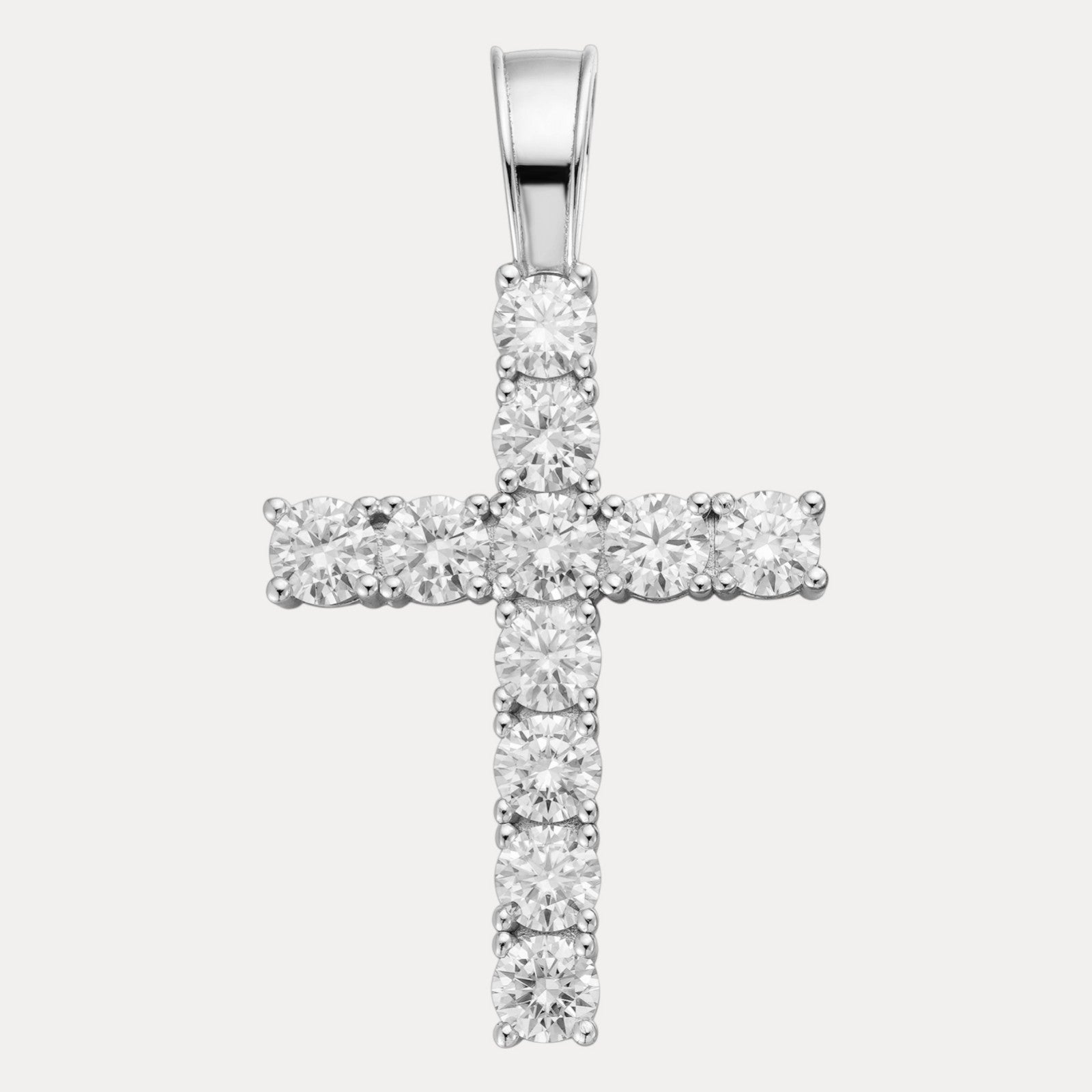 925 Sterling Silver Tennis Cross Pendant With Moissanite - X-Large