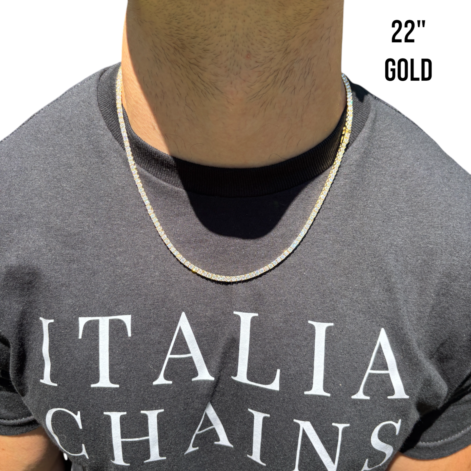 925 Sterling Silver 3mm Tennis Chain Necklace - CZ Or Moissanite