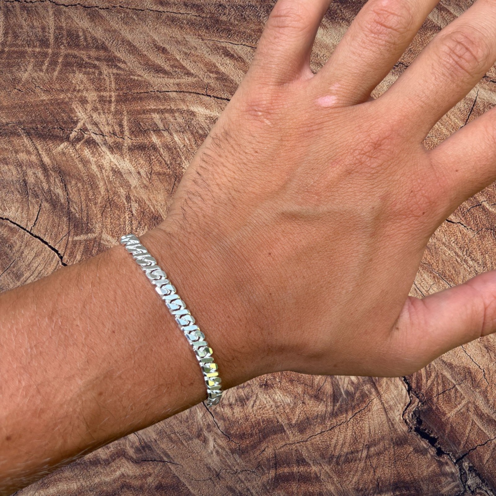 925 Sterling Silver 5mm Dollar Link Bracelet