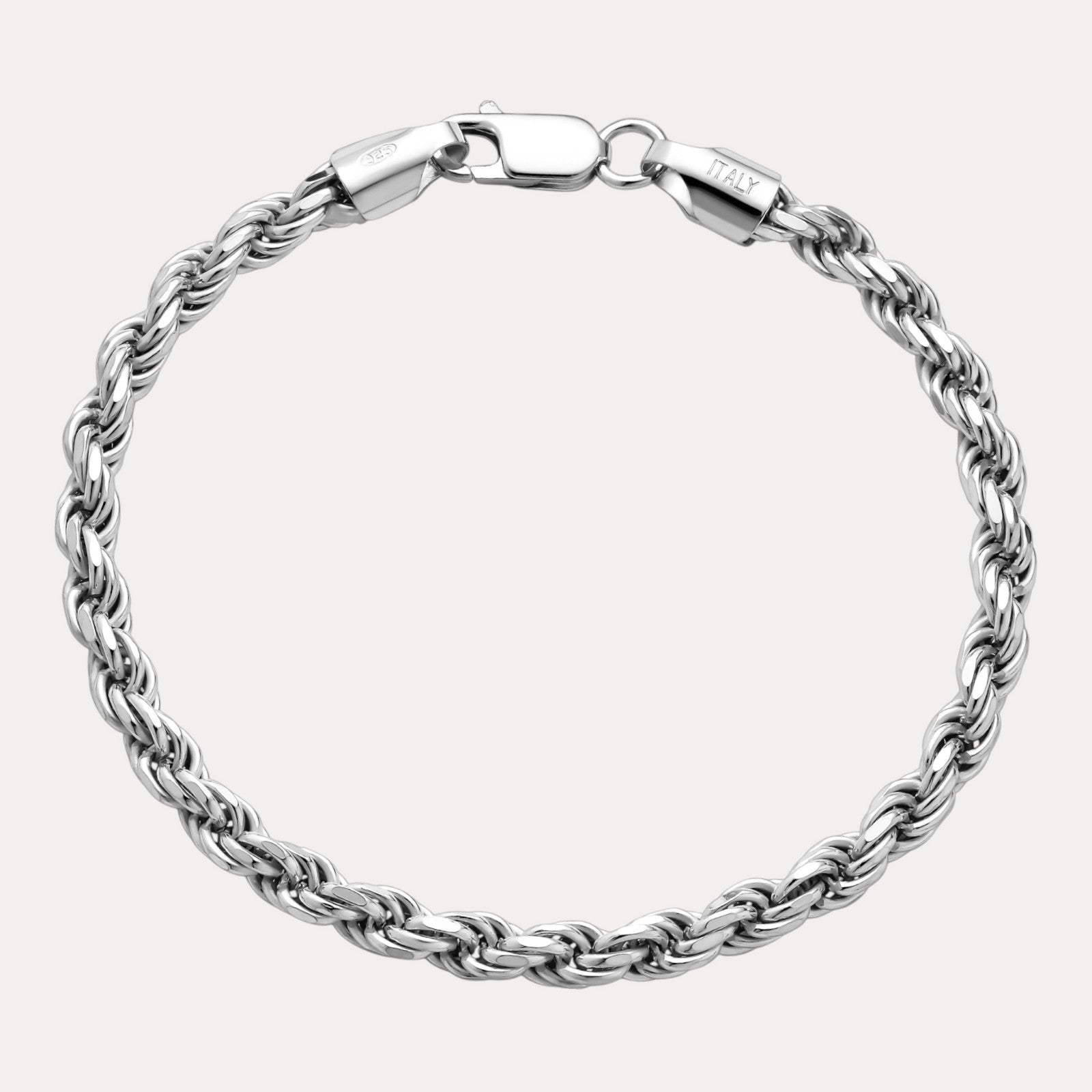 925 Sterling Silver 5mm Diamond Cut Rope Bracelet